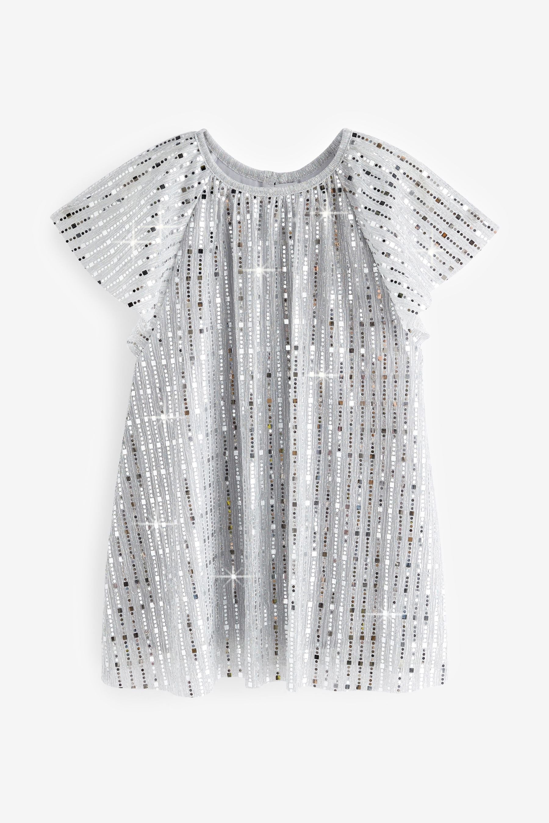 Silver Sequin Party Angel Sleeve Dress (3mths-10yrs)