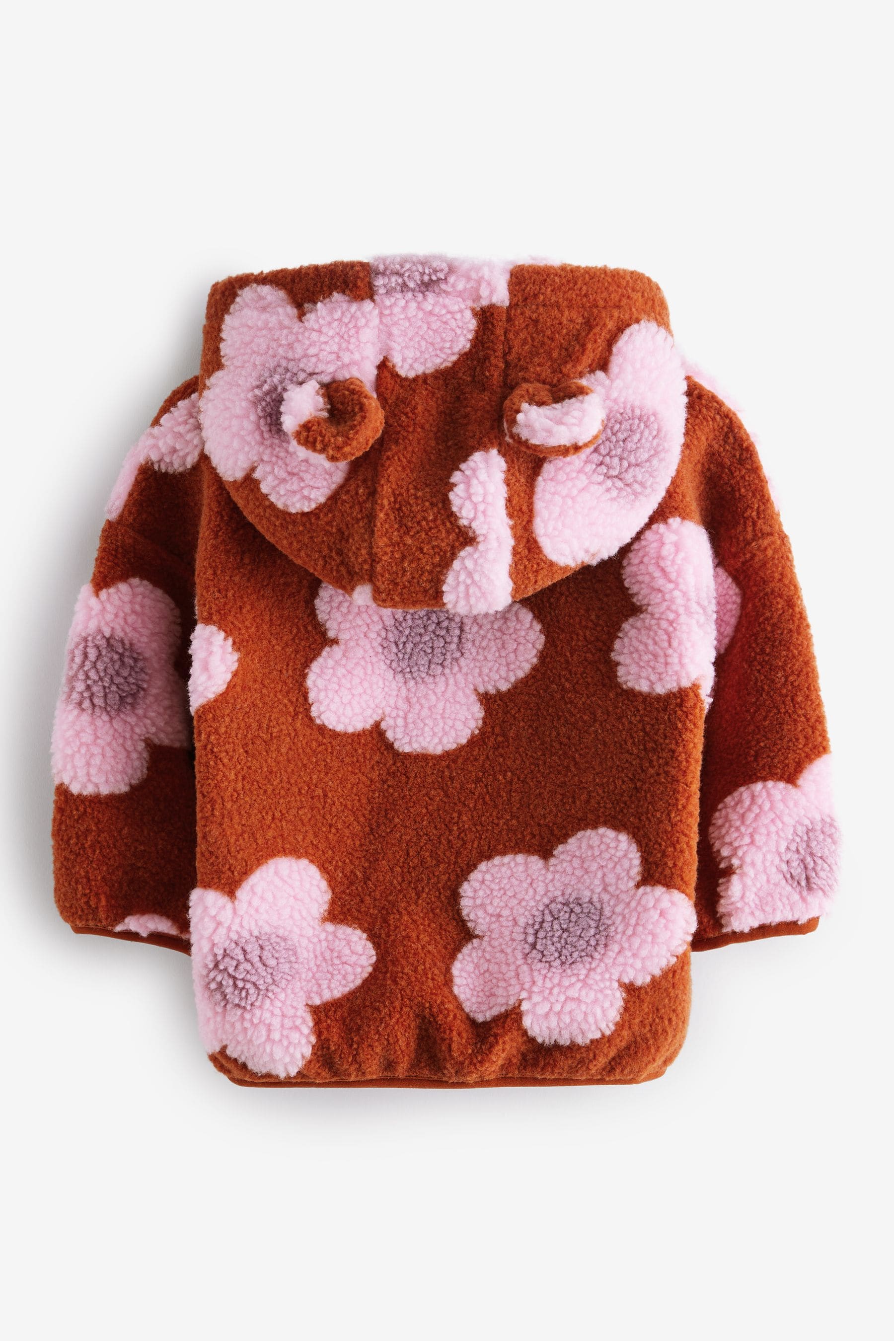 Rust Flowers Teddy Borg Fleece Zip Through Jacket (3mths-7yrs)