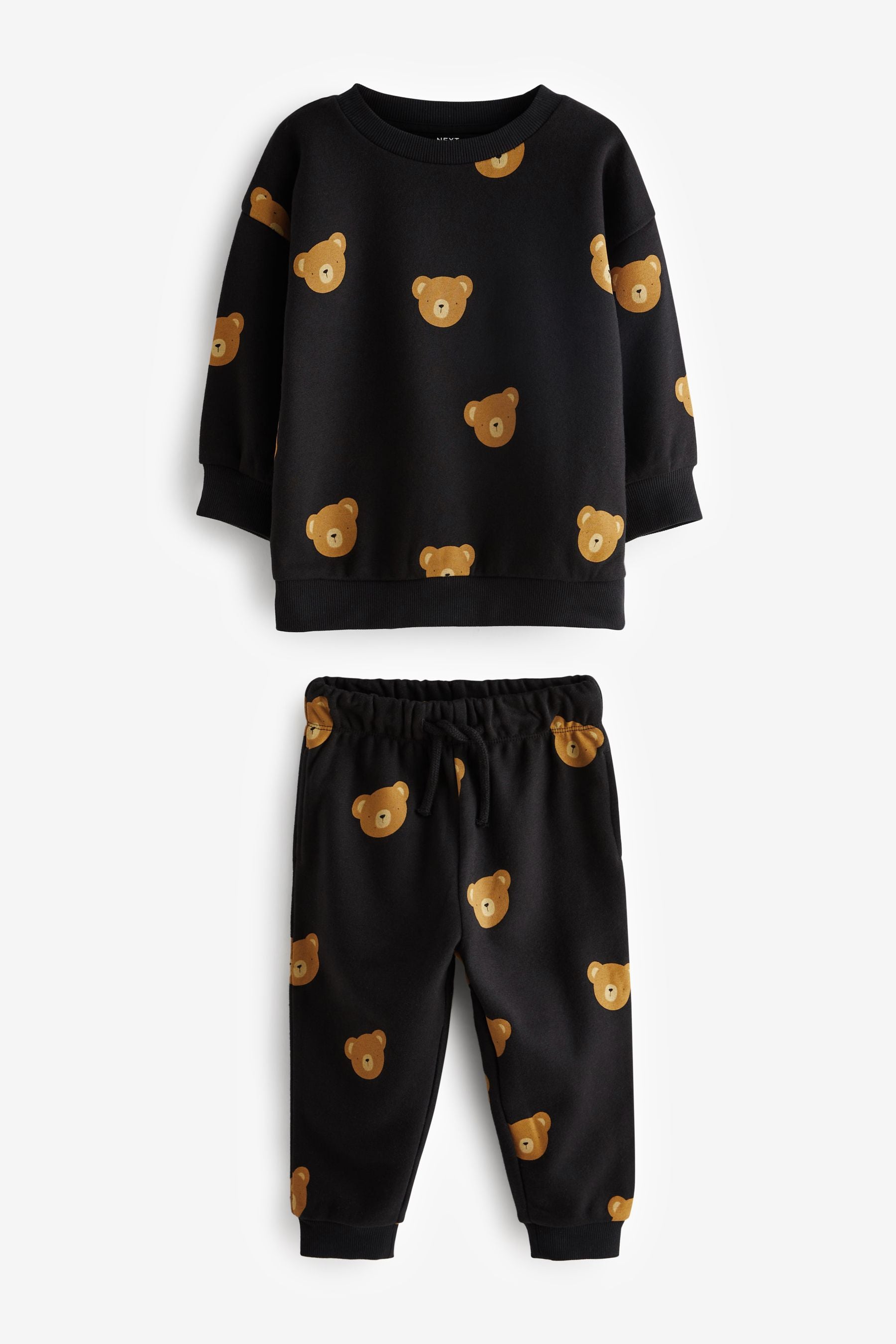 Black Bear All-Over Printed Oversized Sweatshirt and Joggers Set (3mths-7yrs)