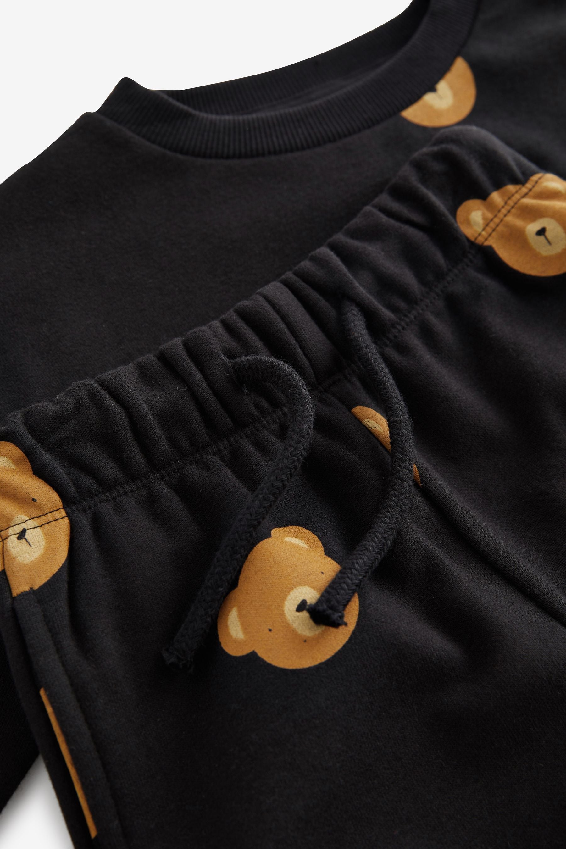 Black Bear All-Over Printed Oversized Sweatshirt and Joggers Set (3mths-7yrs)