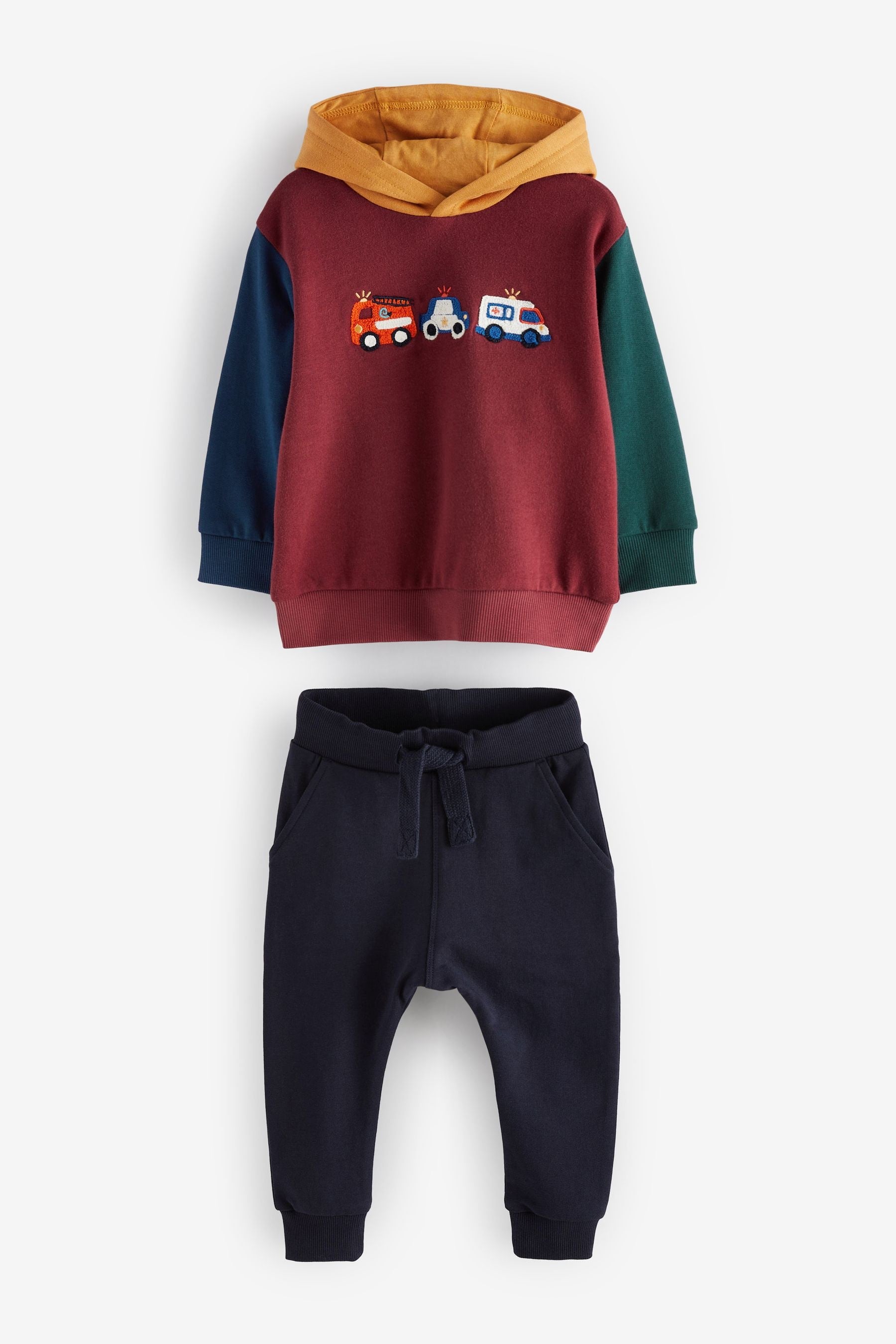 Berry Red Crochet Vehicles Character Hoodie And Joggers Set (3mths-7yrs)