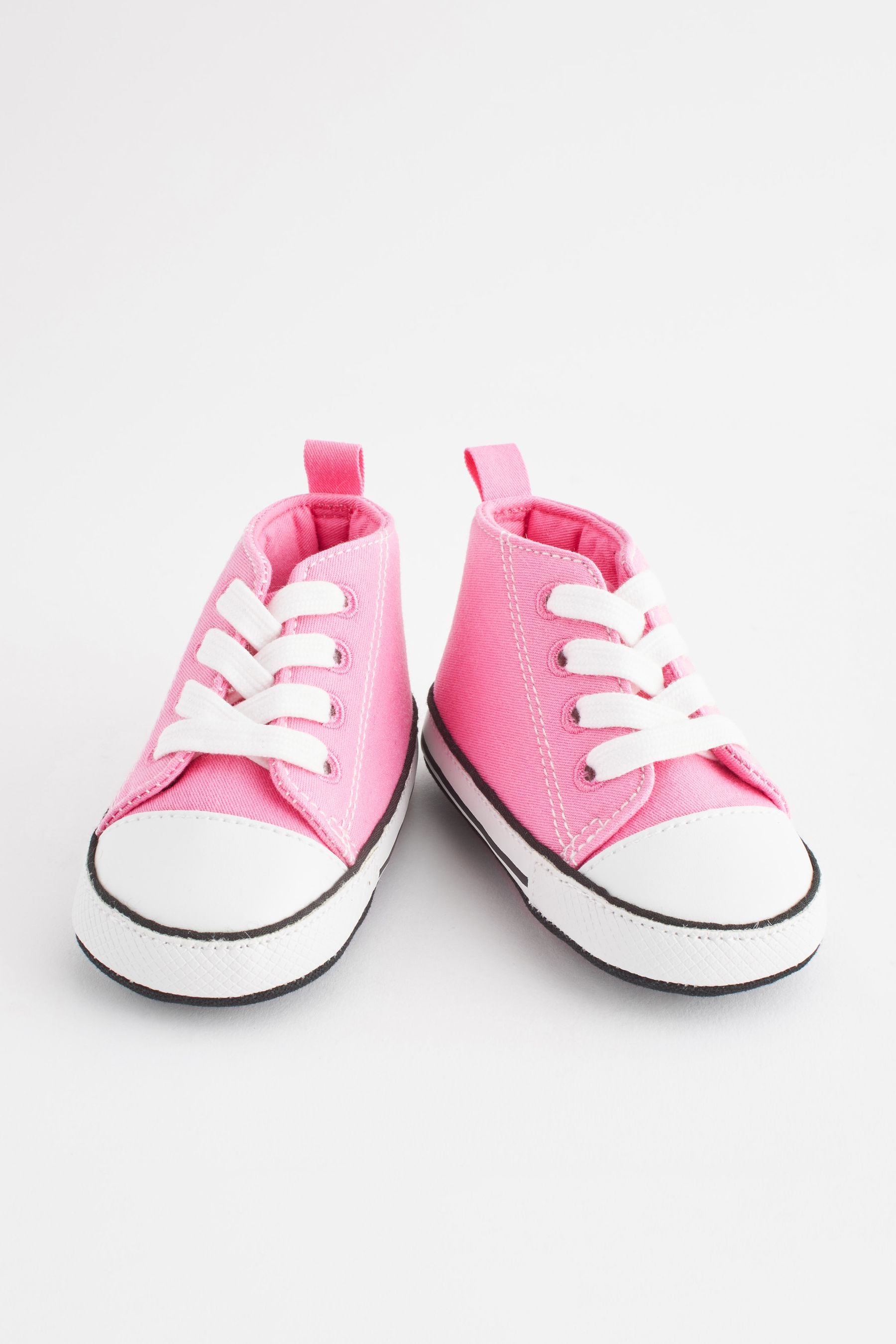 Hot Pink Canvas High Top Baby Trainers (0-24mths)