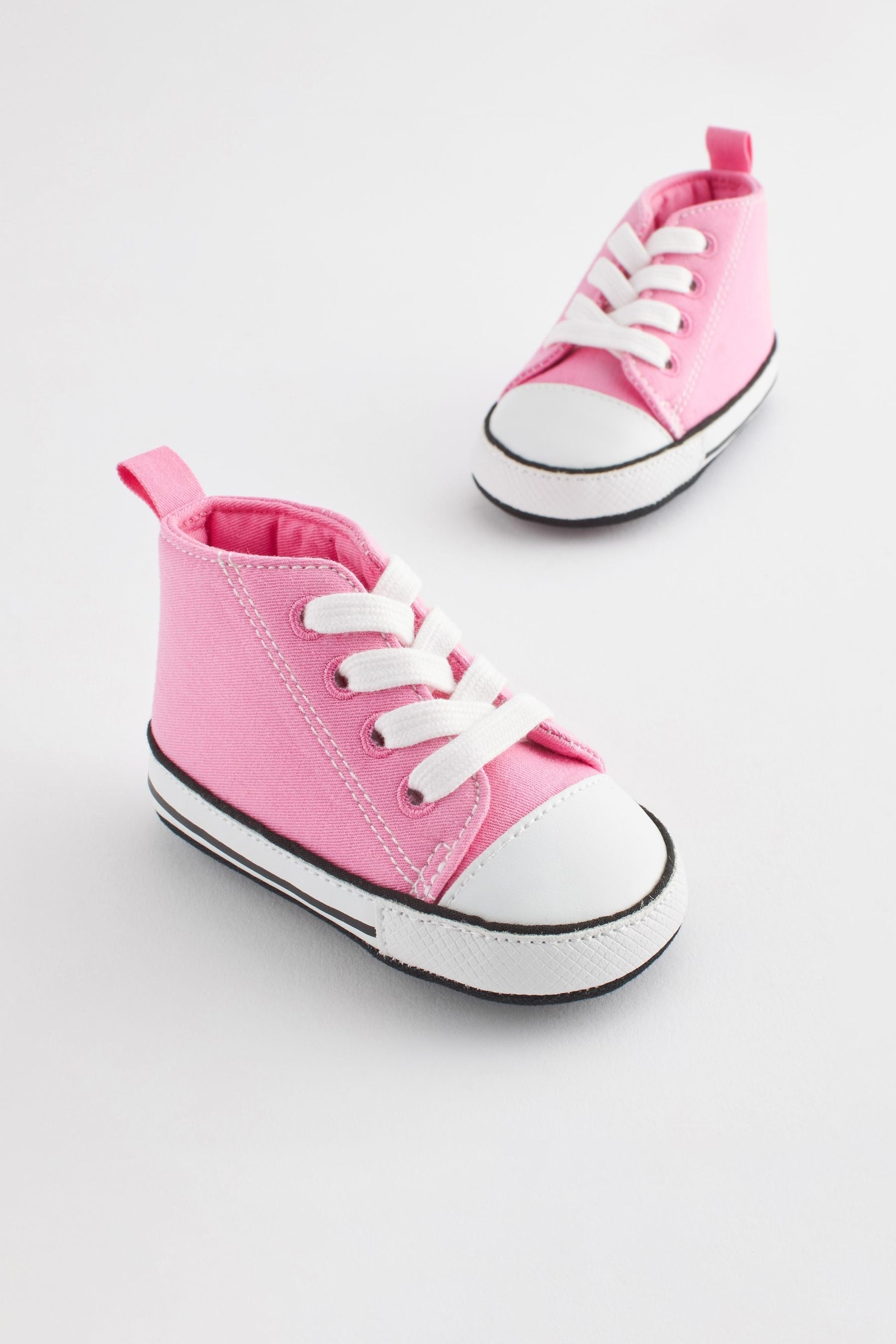 Hot Pink Canvas High Top Baby Trainers (0-24mths)