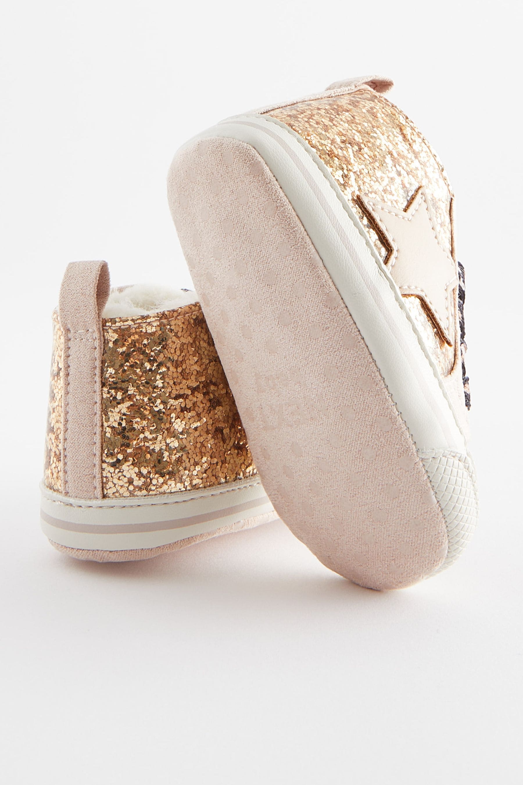 Gold Glitter High Top Baby Trainers (0-24mths)