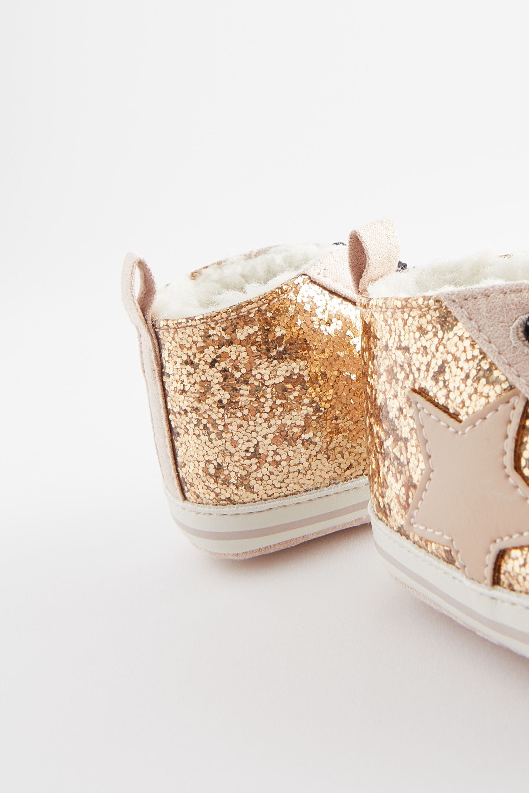 Gold Glitter High Top Baby Trainers (0-24mths)