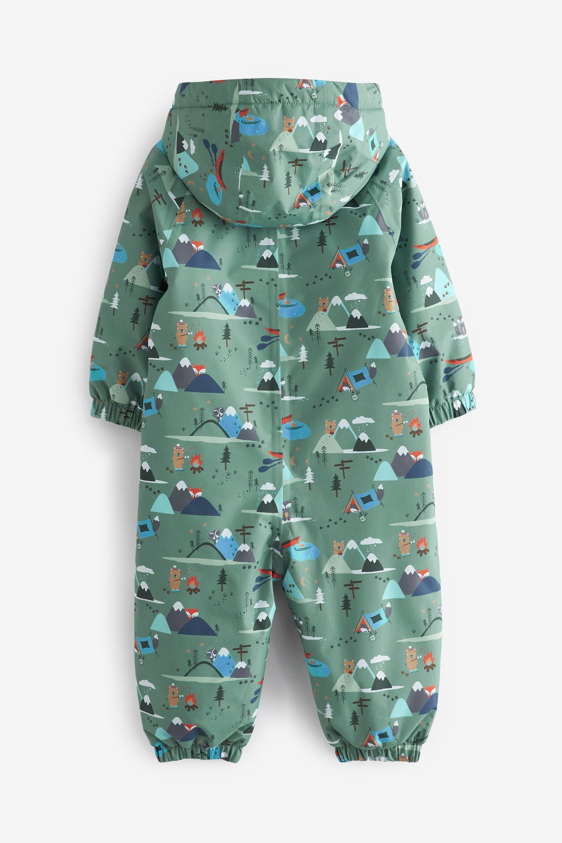 Sage Green Woodland Waterproof Warm Padded Fleece Lined Puddlesuit (3mths-7yrs)