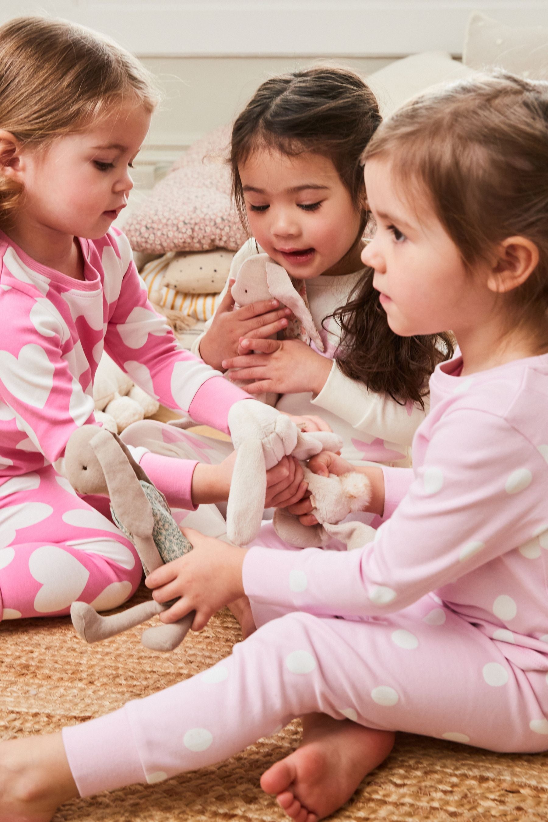 Pink/White Heart, Spot And Star Pyjamas 3 Pack (9mths-12yrs)