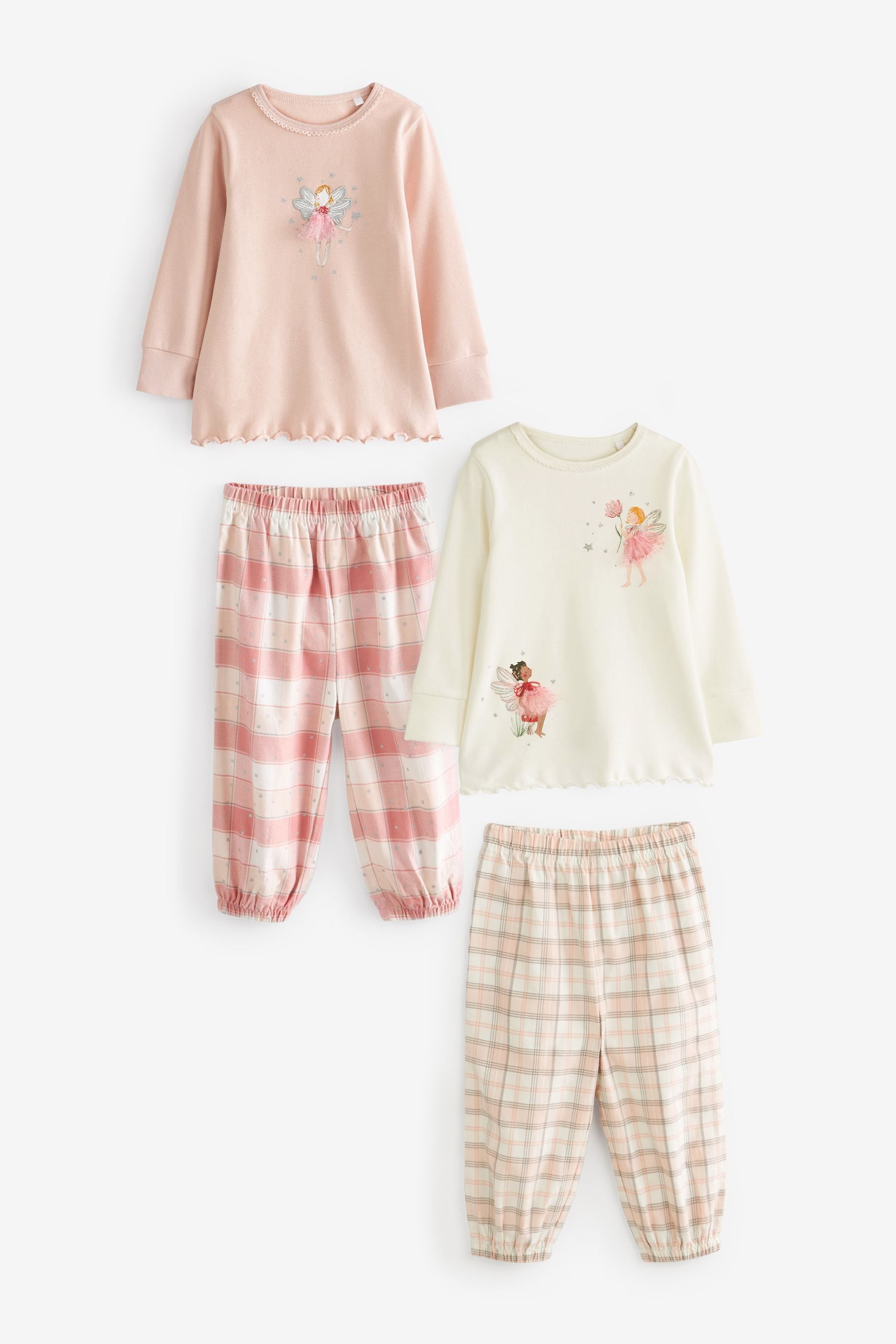 Pink/Cream Fairy Woven Bottom Pyjamas 2 Pack (9mths-10yrs)