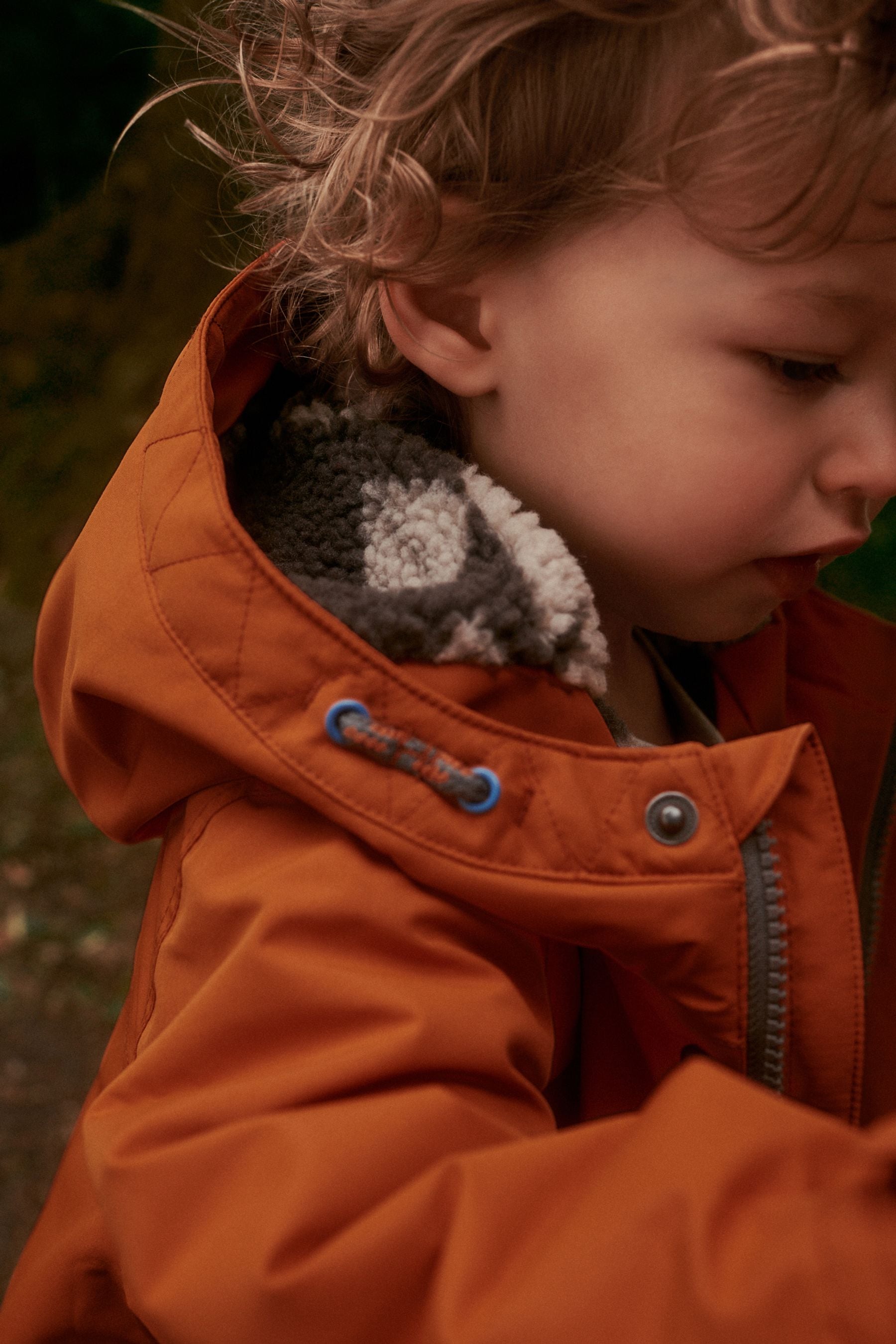 Orange Waterproof Teddy Borg Fleece Lined Coat (3mths-7yrs)