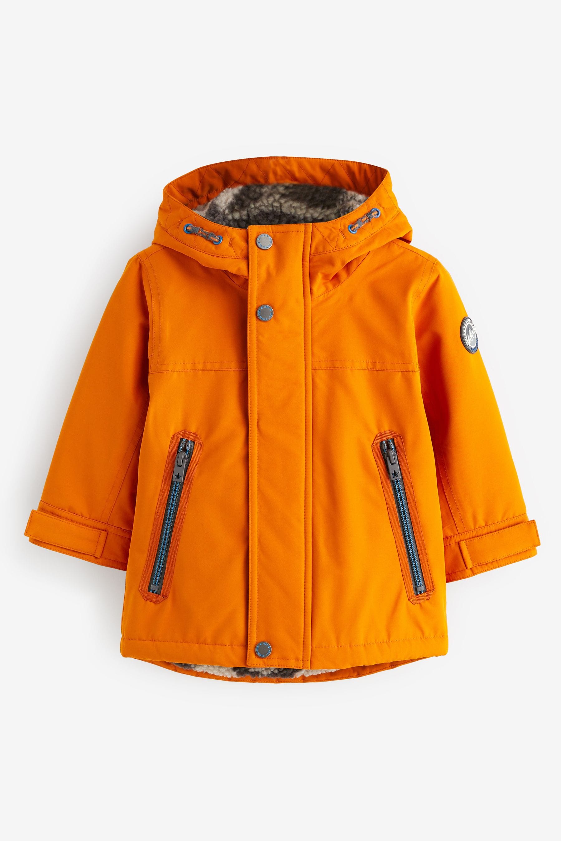 Orange Waterproof Teddy Borg Fleece Lined Coat (3mths-7yrs)