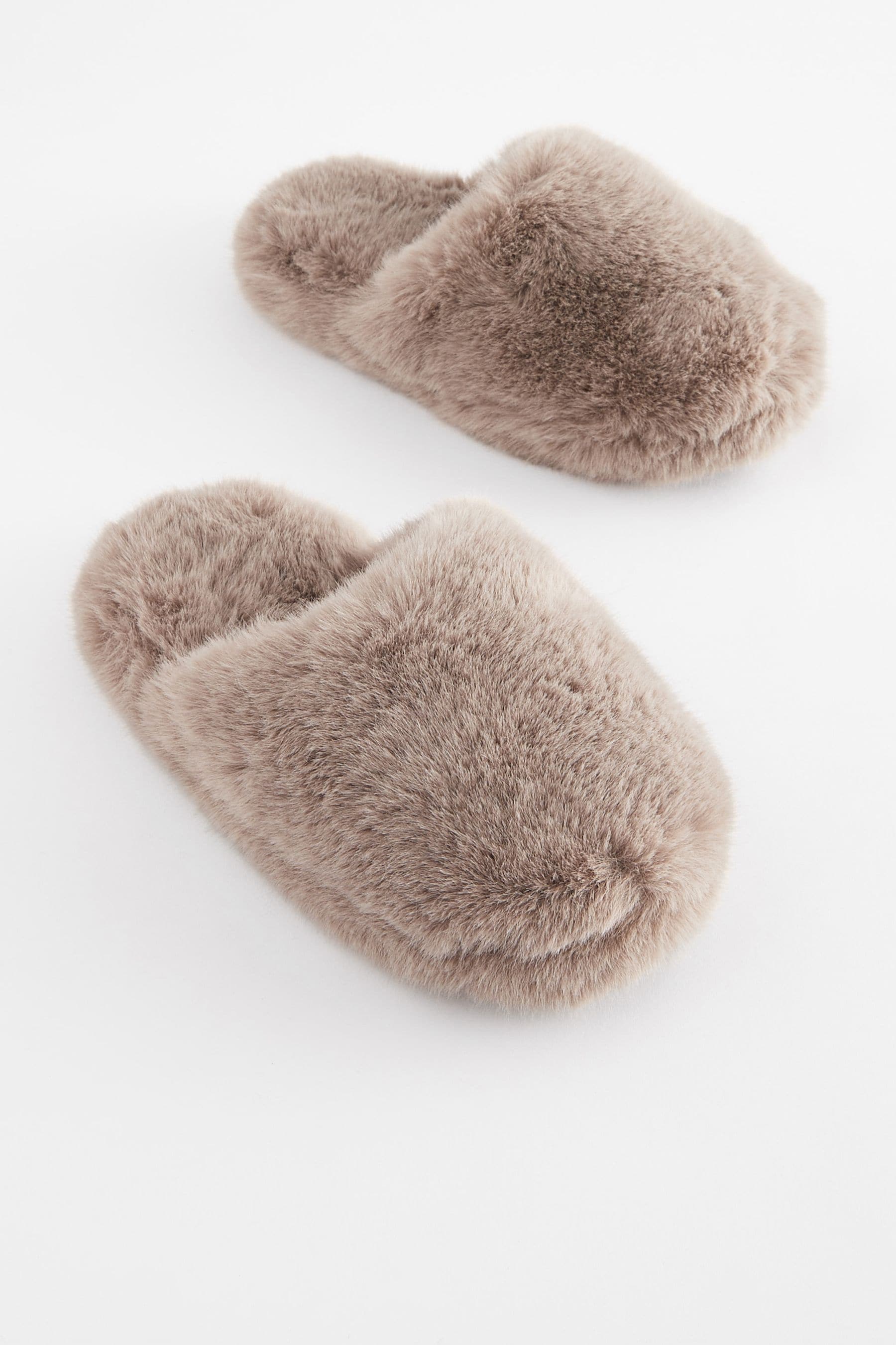 Mink Brown Faux Fur Mule Slippers