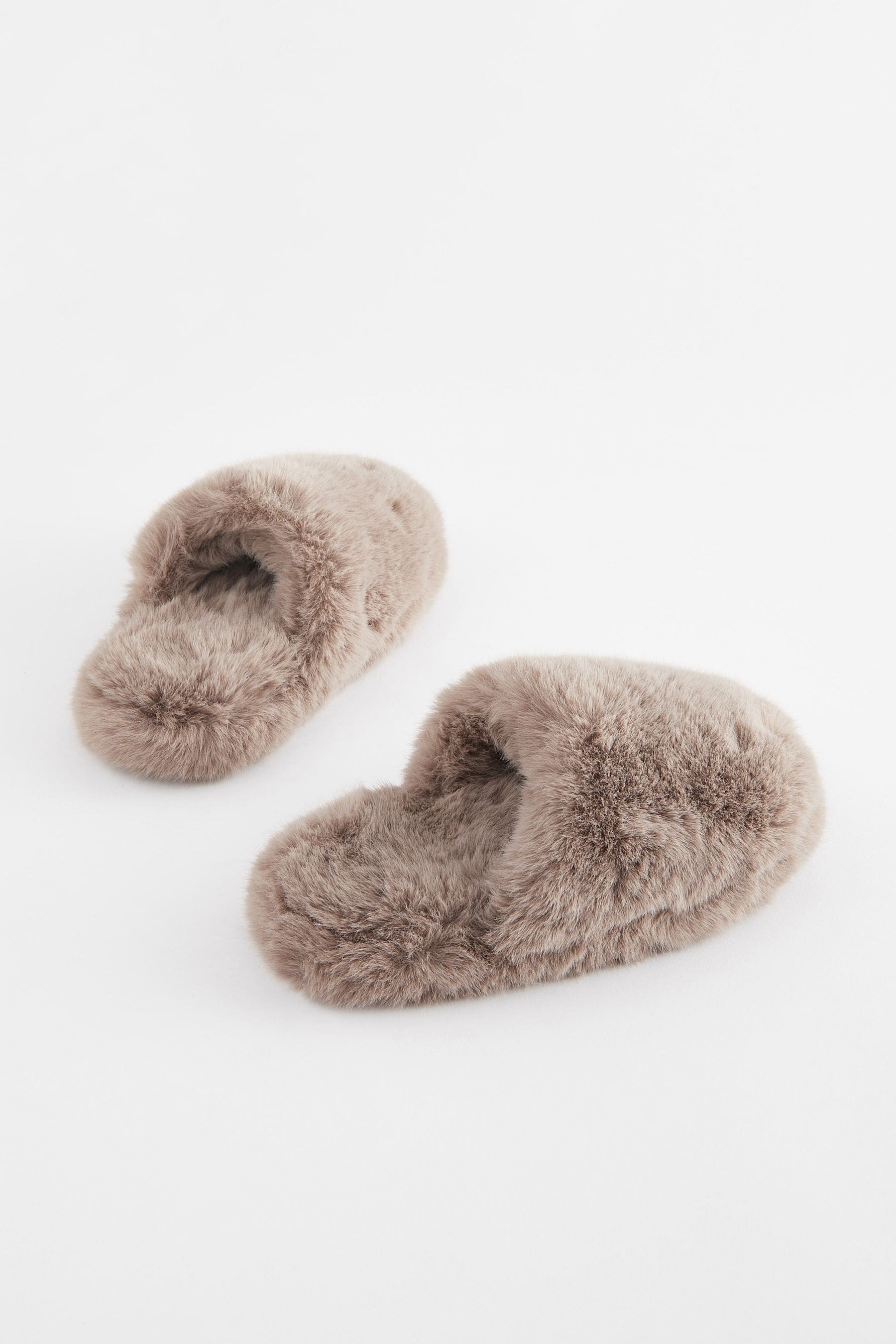 Mink Brown Faux Fur Mule Slippers