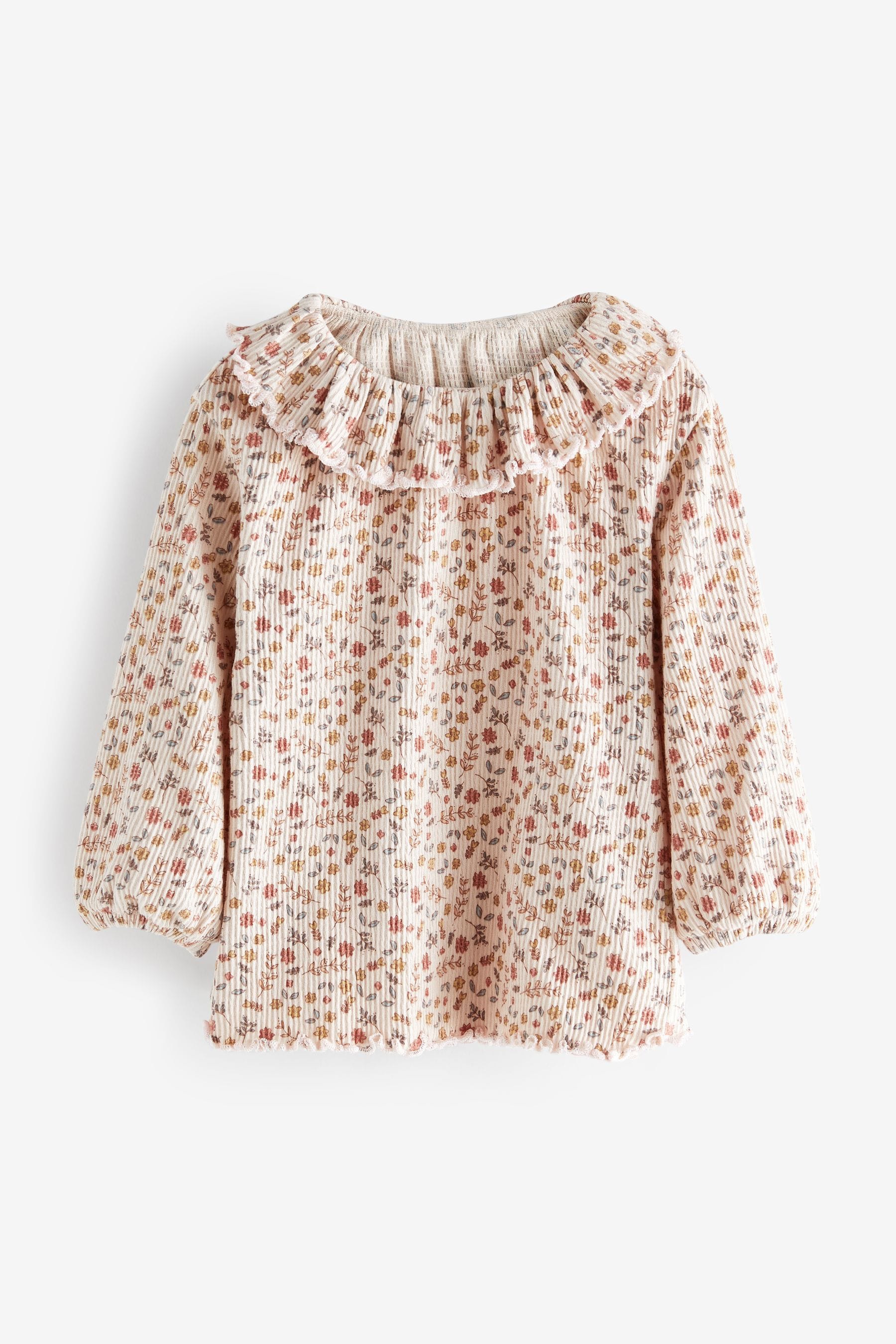 Cream Floral Print Frill Collar Blouse (3mths-7yrs)