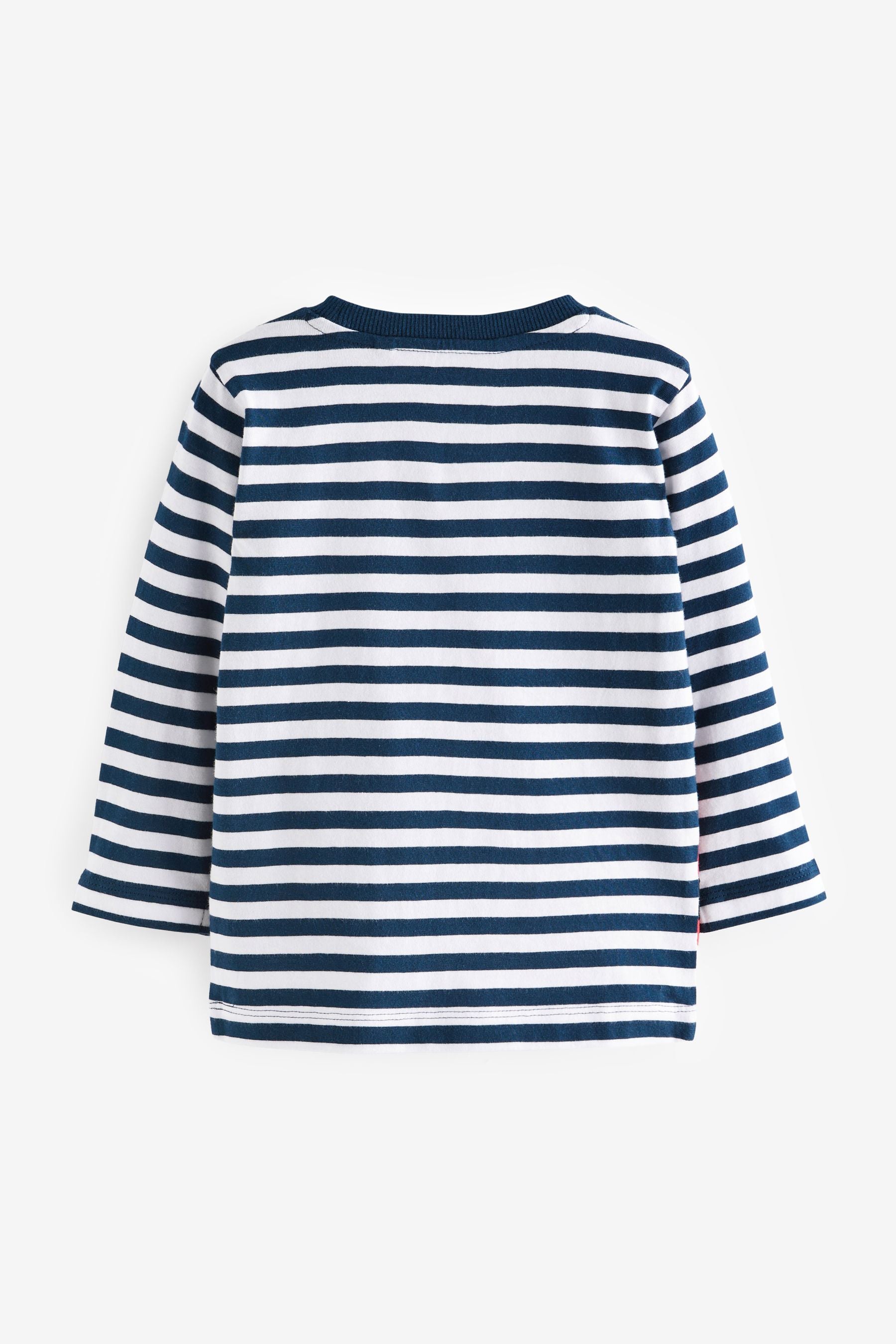 Navy Stripe Santa Long Sleeve Christmas T-Shirt (3mths-7yrs)