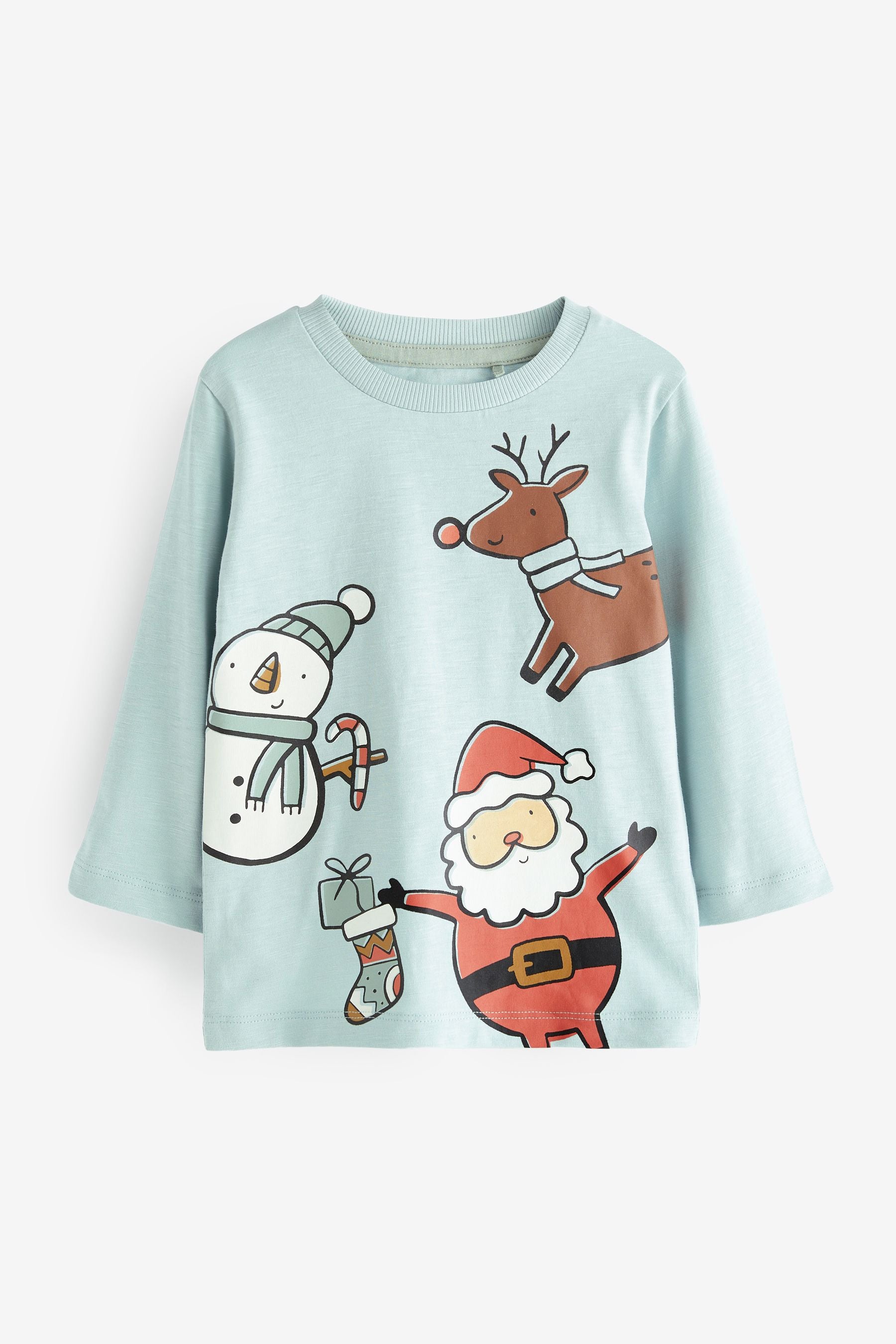 Blue Long Sleeve Christmas T-Shirt (3mths-7yrs)