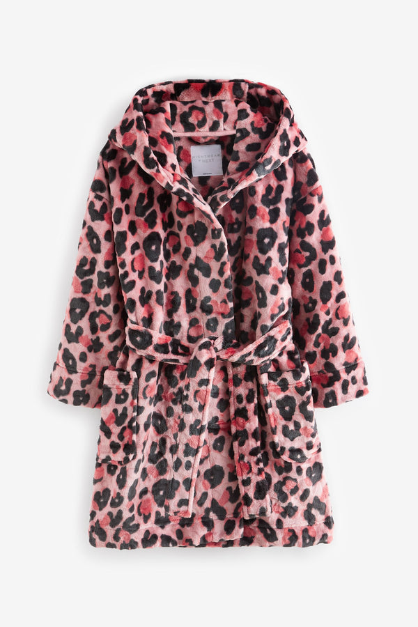 Pink Animal Print Fleece Dressing Gown (5-16yrs)