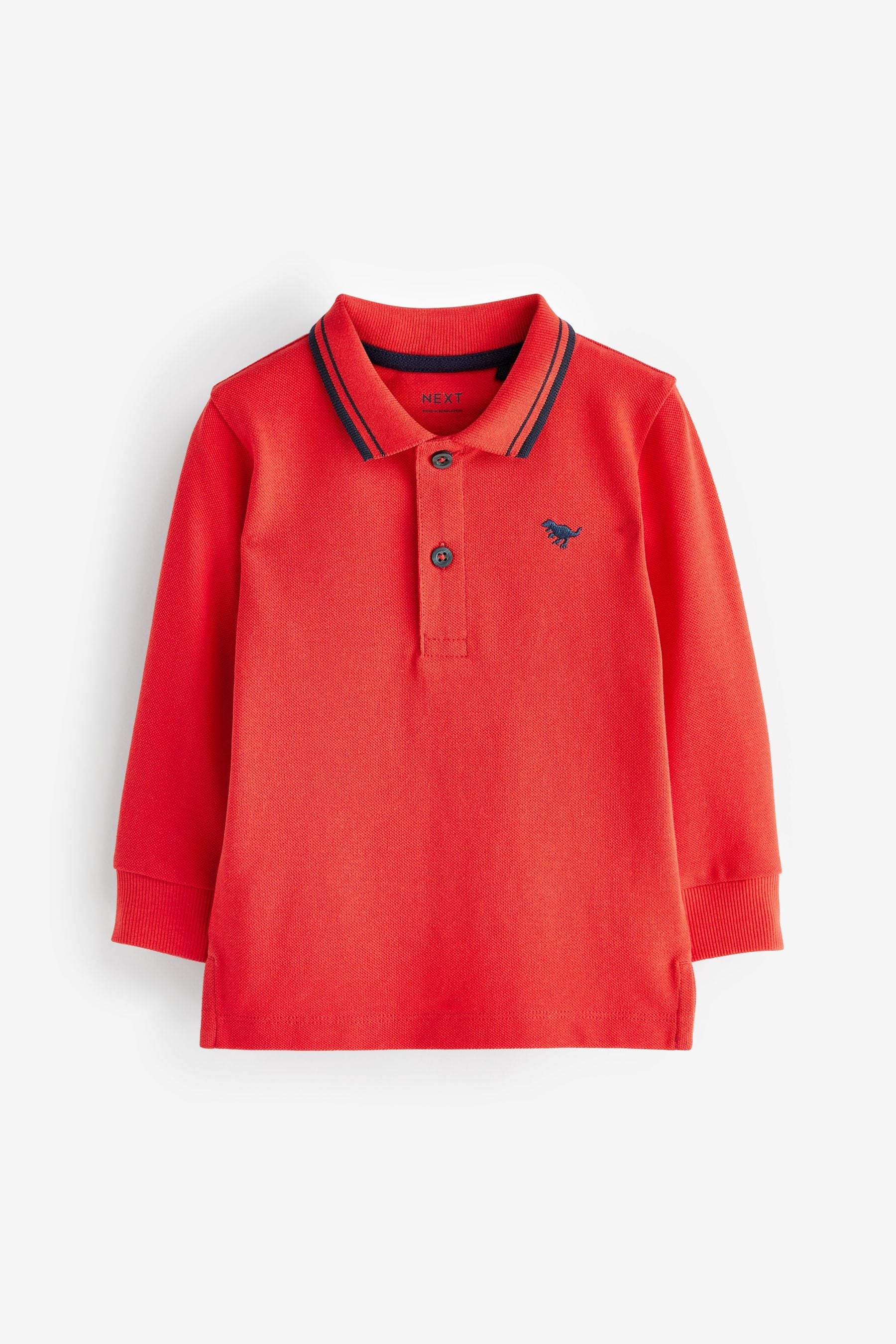 Red Tipped Long Sleeve Polo Shirt (3mths-7yrs)