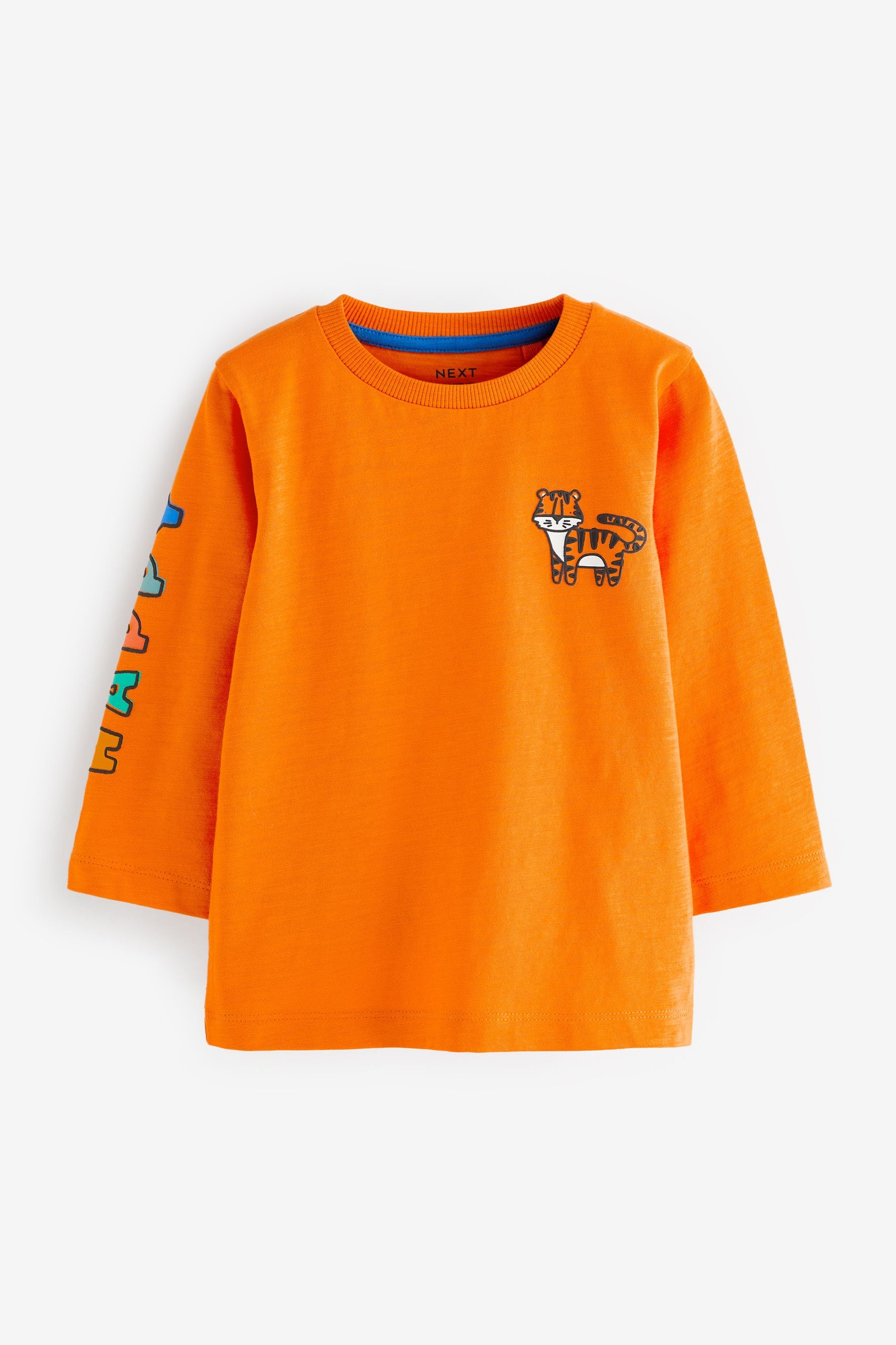 Blue/Orange Safari Animals Long Sleeve Character T-Shirts 3 Pack (3mths-7yrs)