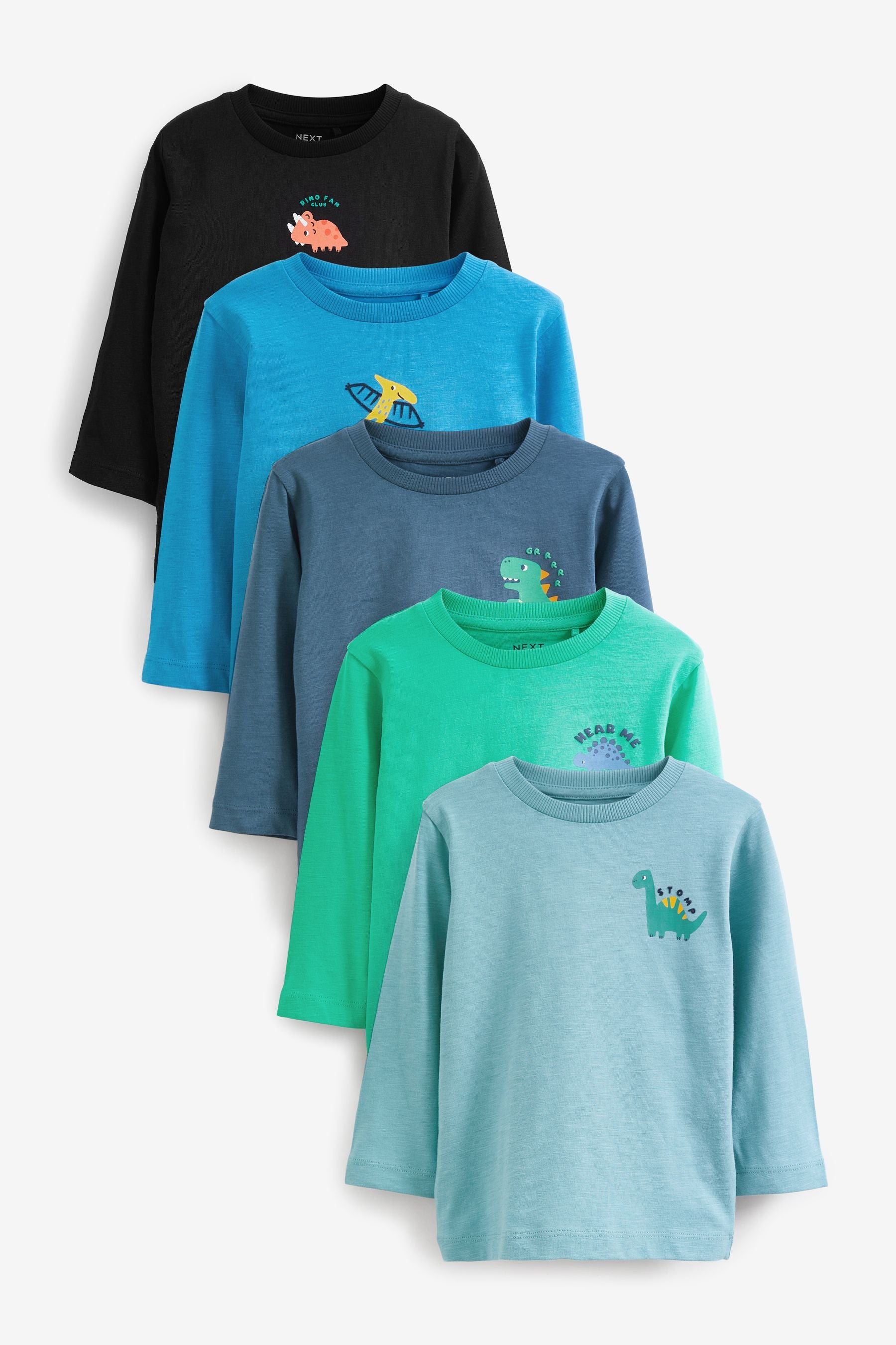 Blue Small Character Long Sleeve T-Shirts 5 Pack (3mths-7yrs)