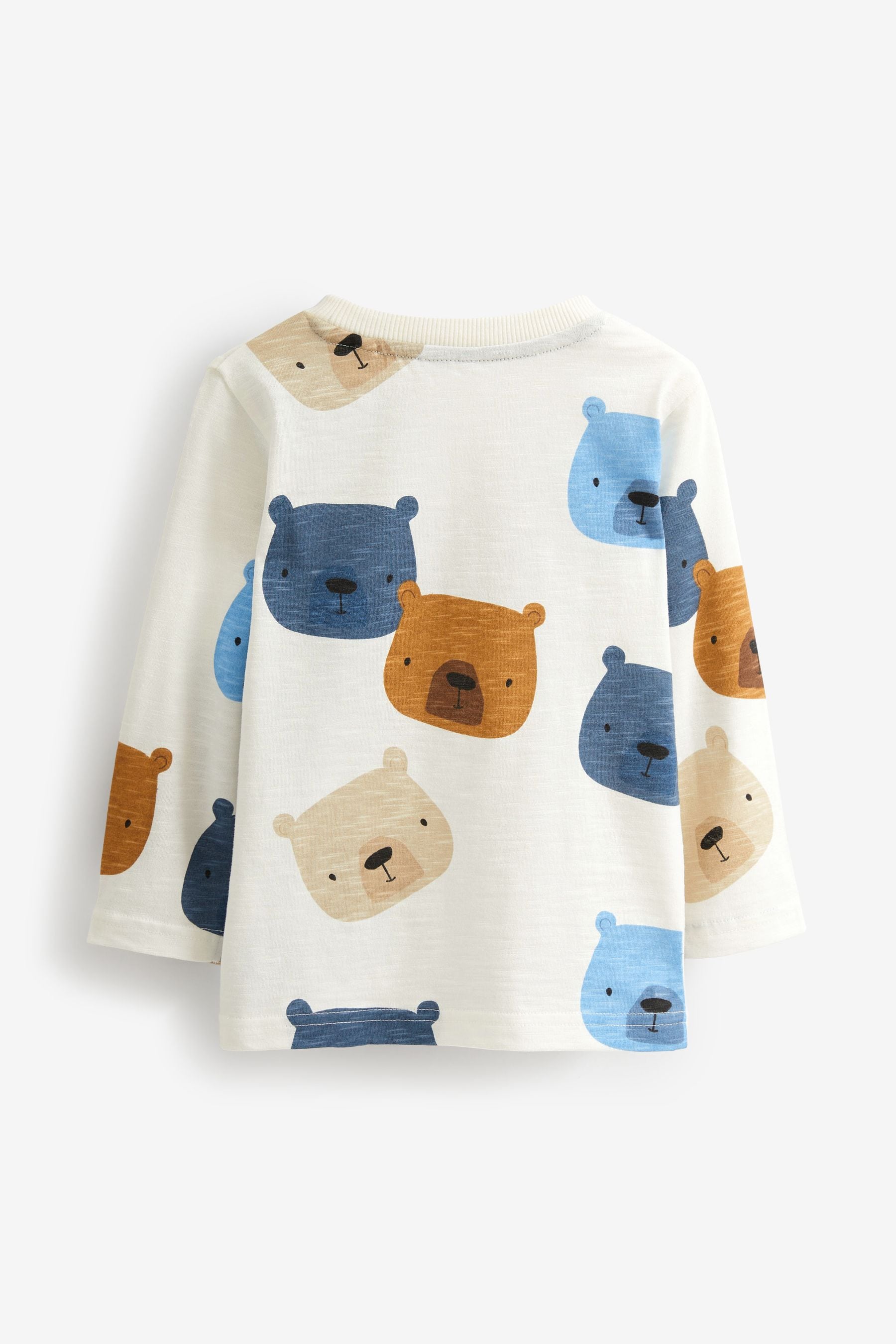 Blue/Brown Peekaboo Bear Long Sleeve Character T-Shirts 3 Pack (3mths-7yrs)