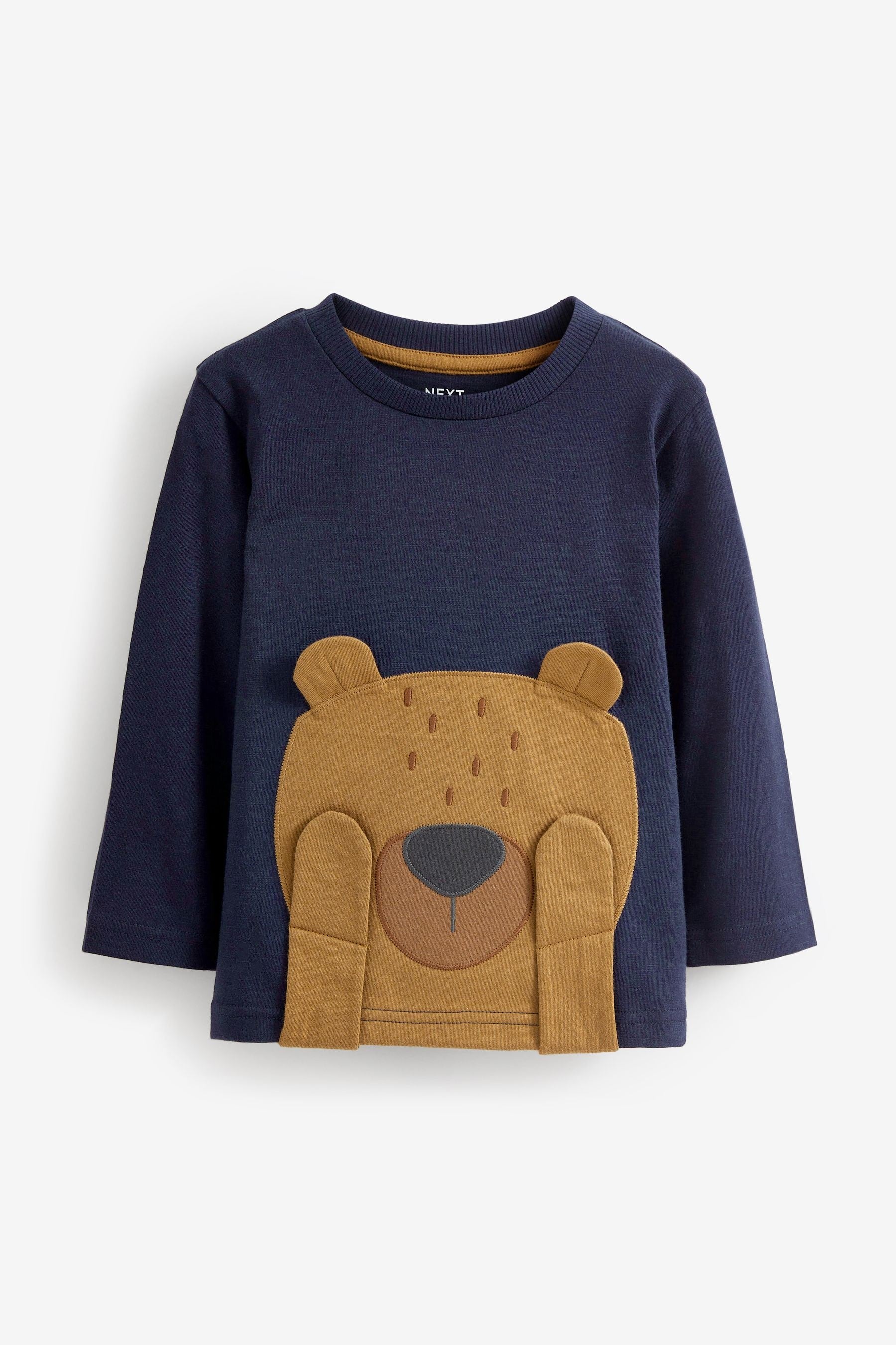 Blue/Brown Peekaboo Bear Long Sleeve Character T-Shirts 3 Pack (3mths-7yrs)