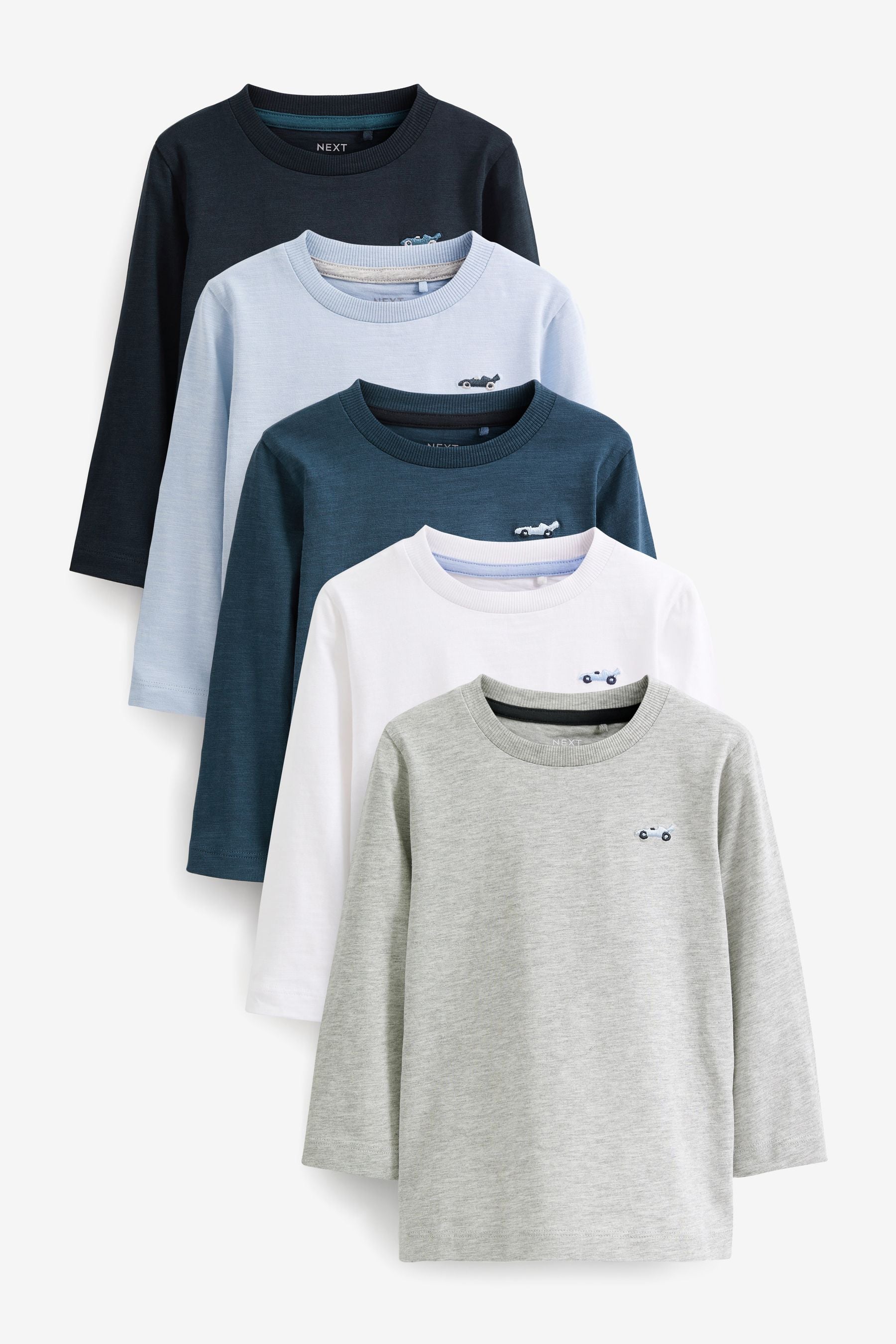 Blue/Navy Long Sleeve T-Shirts 5 Pack (3mths-7yrs)