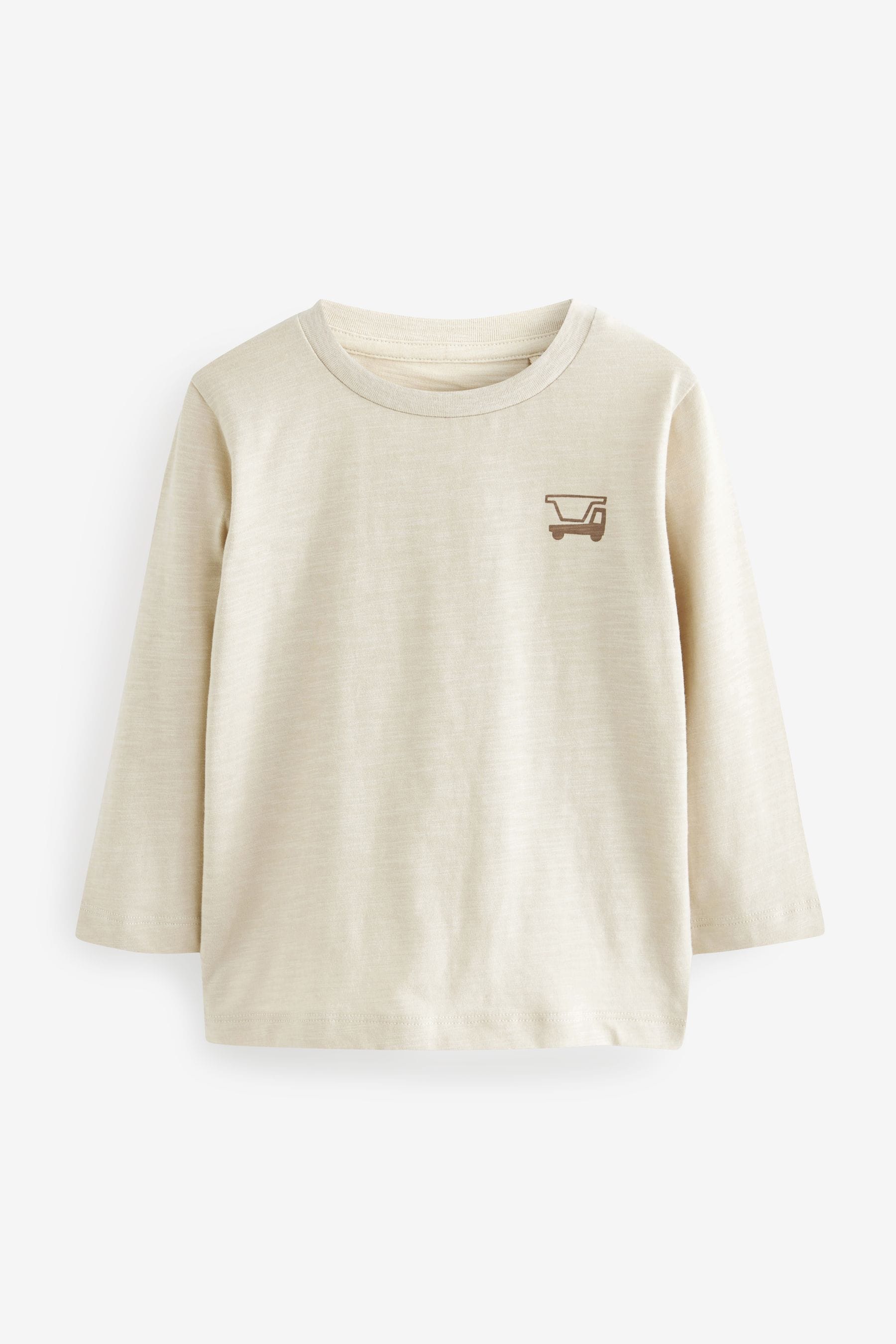 Brown/Cream Plain Long Sleeve T-Shirts 5 Pack (3mths-7yrs)