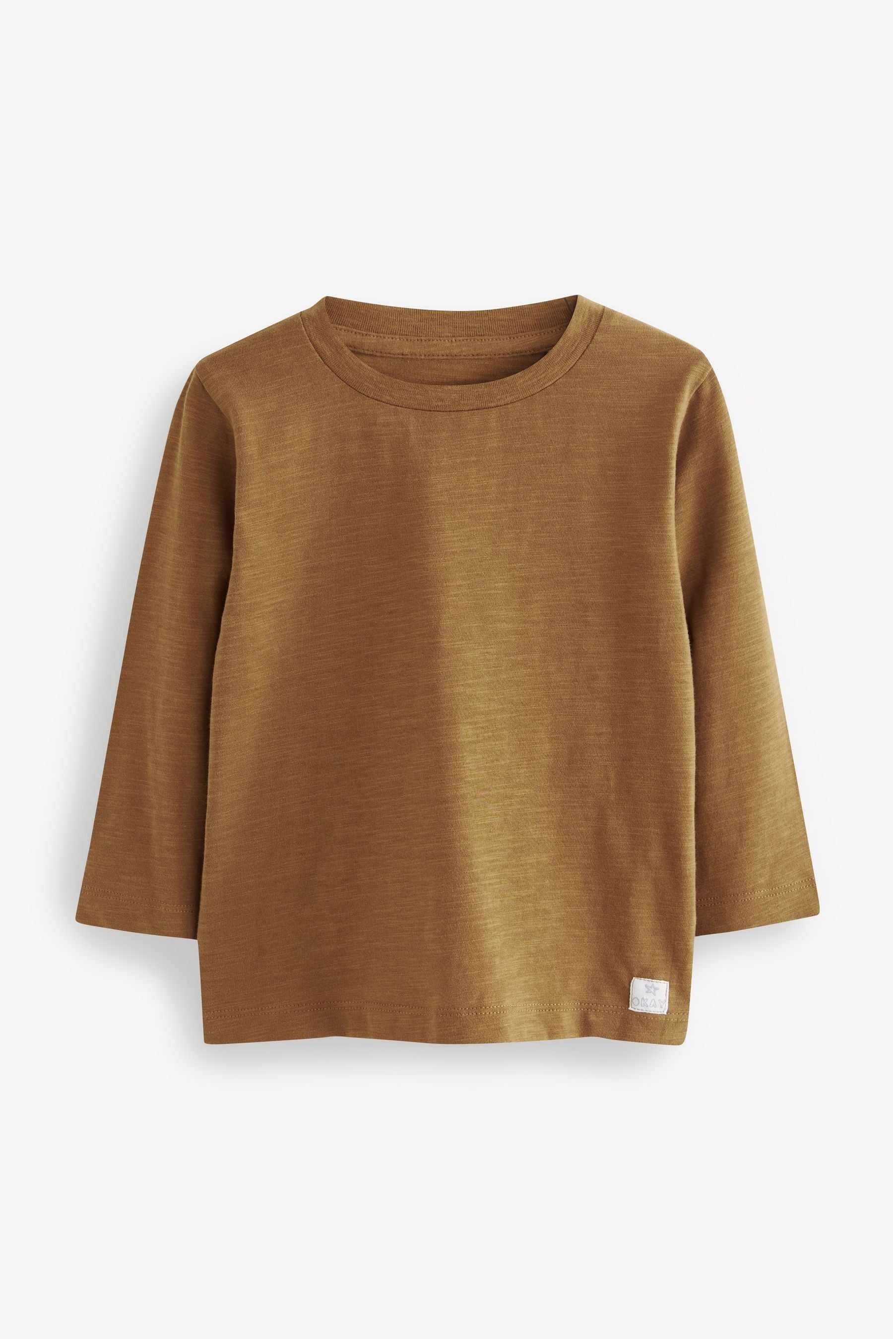 Brown/Cream Plain Long Sleeve T-Shirts 5 Pack (3mths-7yrs)