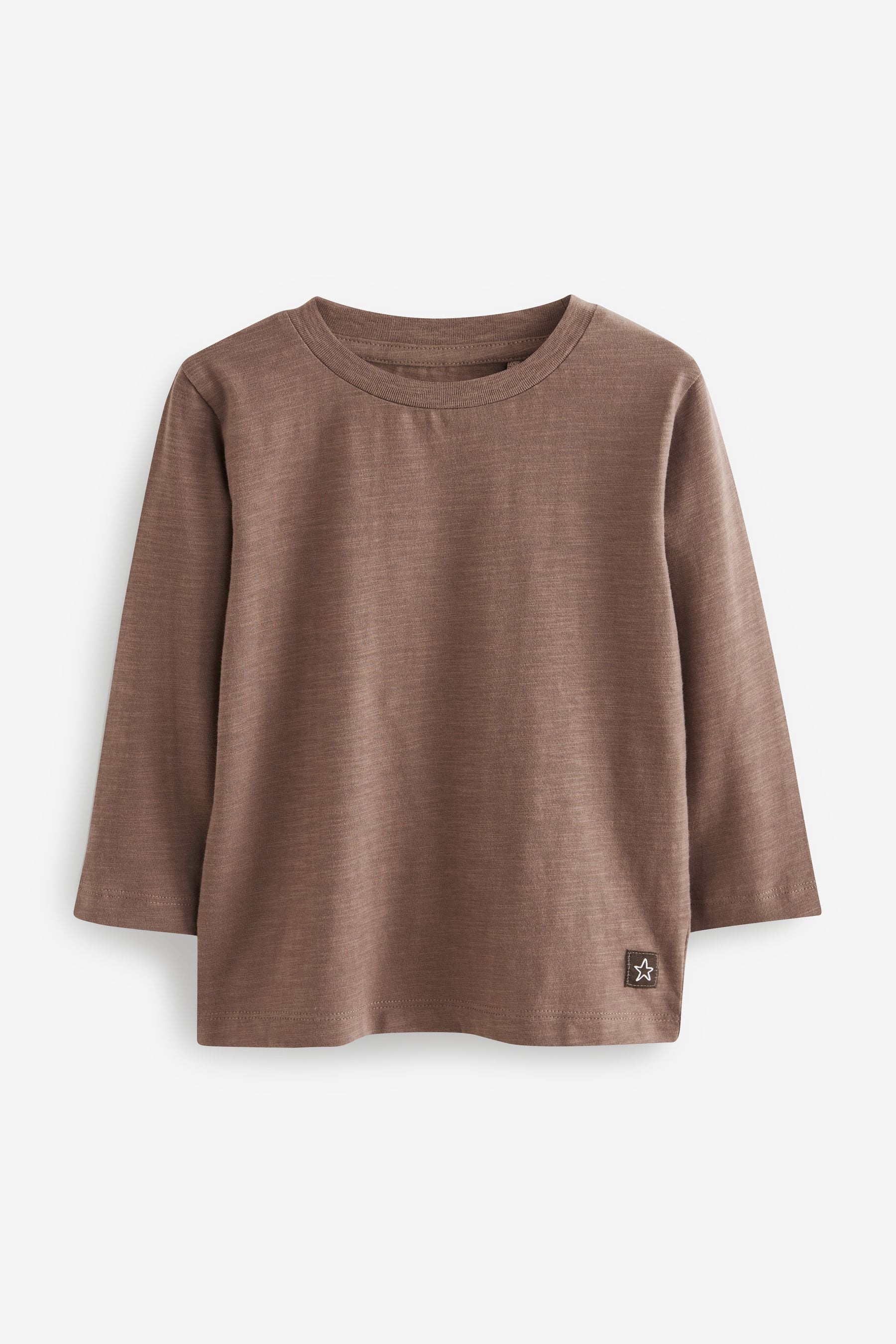 Brown/Cream Plain Long Sleeve T-Shirts 5 Pack (3mths-7yrs)