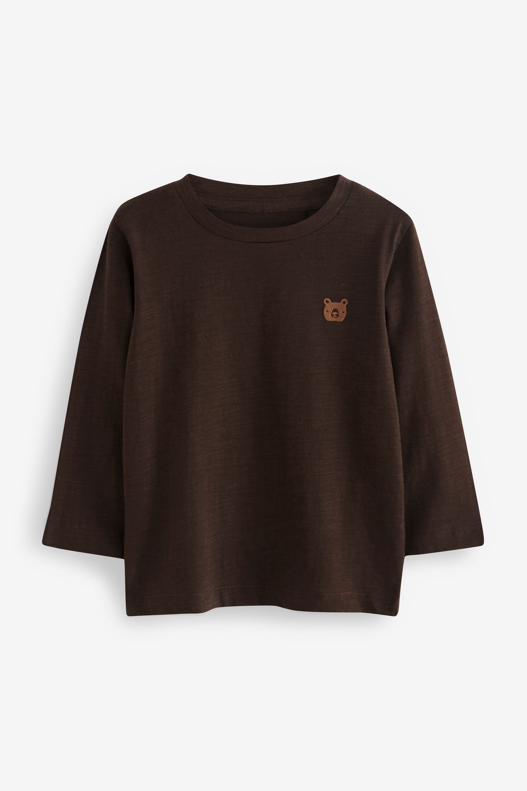 Brown/Cream Plain Long Sleeve T-Shirts 5 Pack (3mths-7yrs)