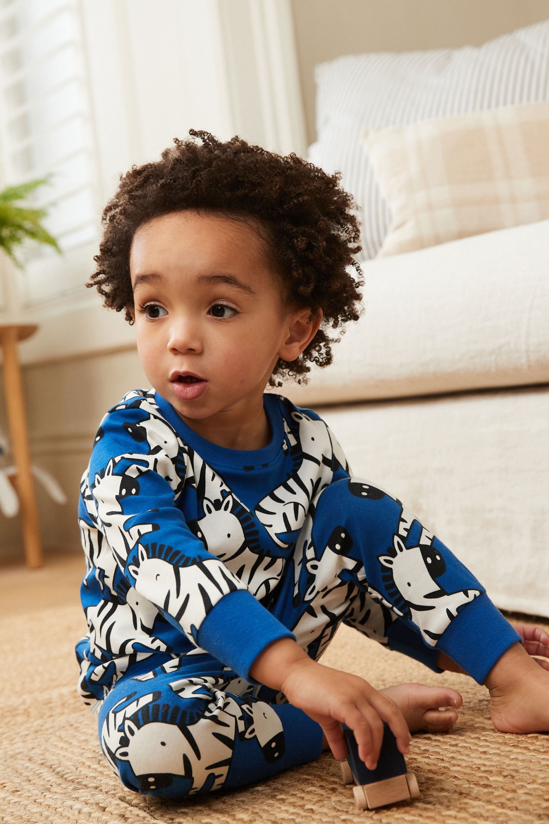 Blue Zebra Print Snuggle Pyjamas (9mths-8yrs)