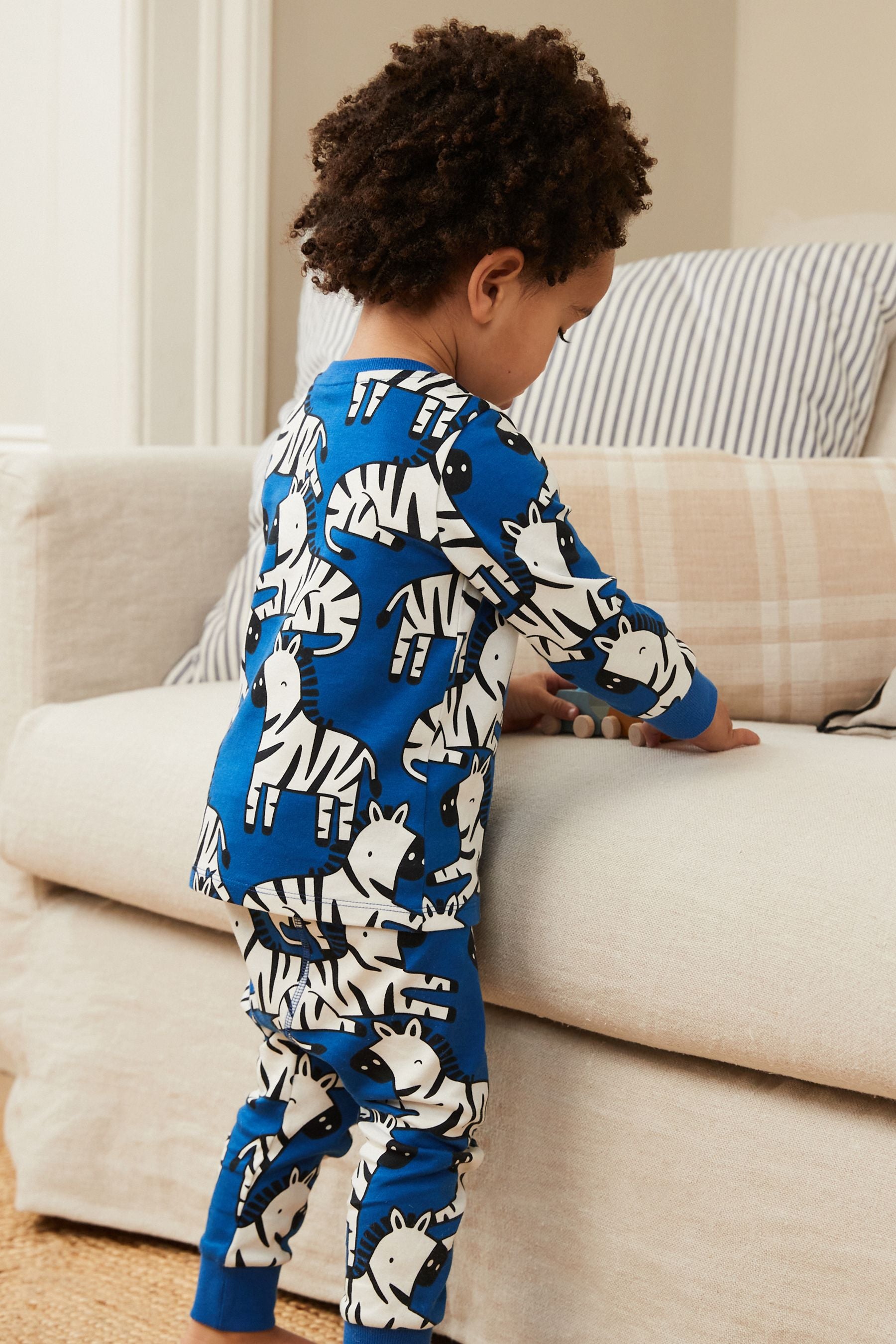 Blue Zebra Print Snuggle Pyjamas (9mths-8yrs)