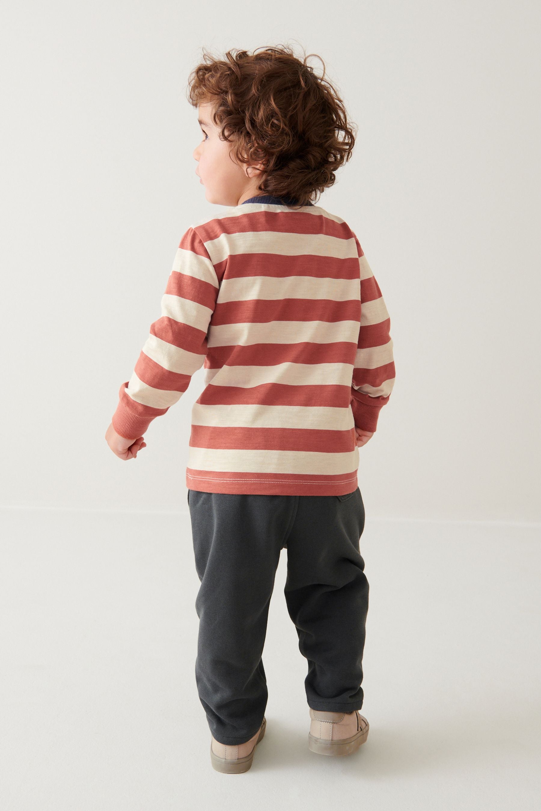 Rust Brown Stripe Lion Character Long Sleeve T-Shirt and Jogger Set (3mths-7yrs)