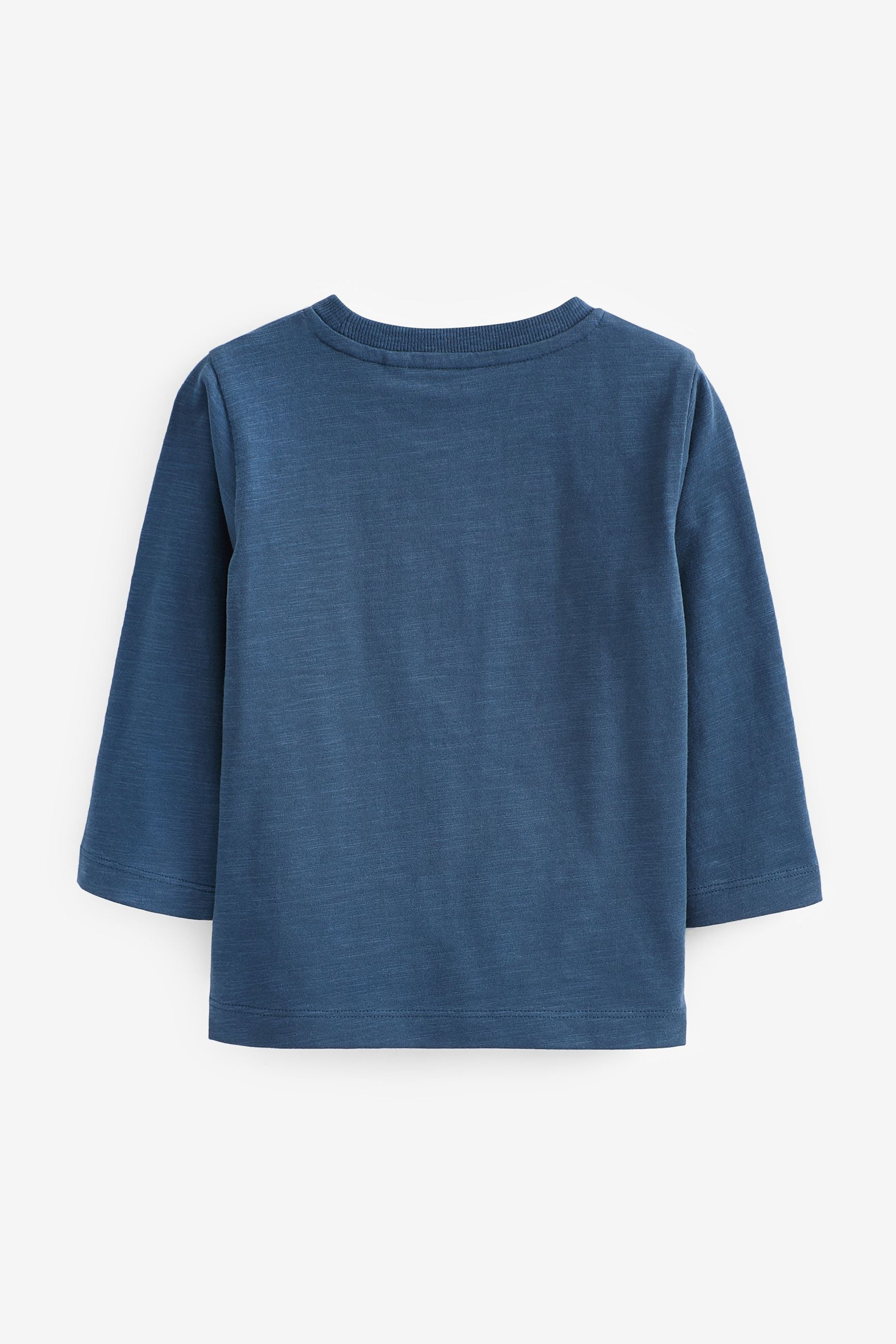 Mid Blue Long Sleeve Plain T-Shirt (3mths-7yrs)