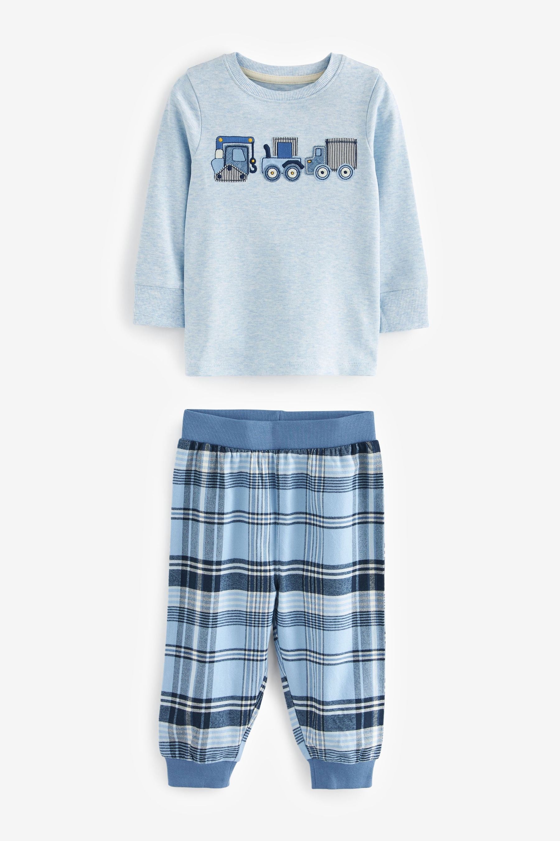 Blue Transport Check Pyjamas 2 Pack (9mths-8yrs)