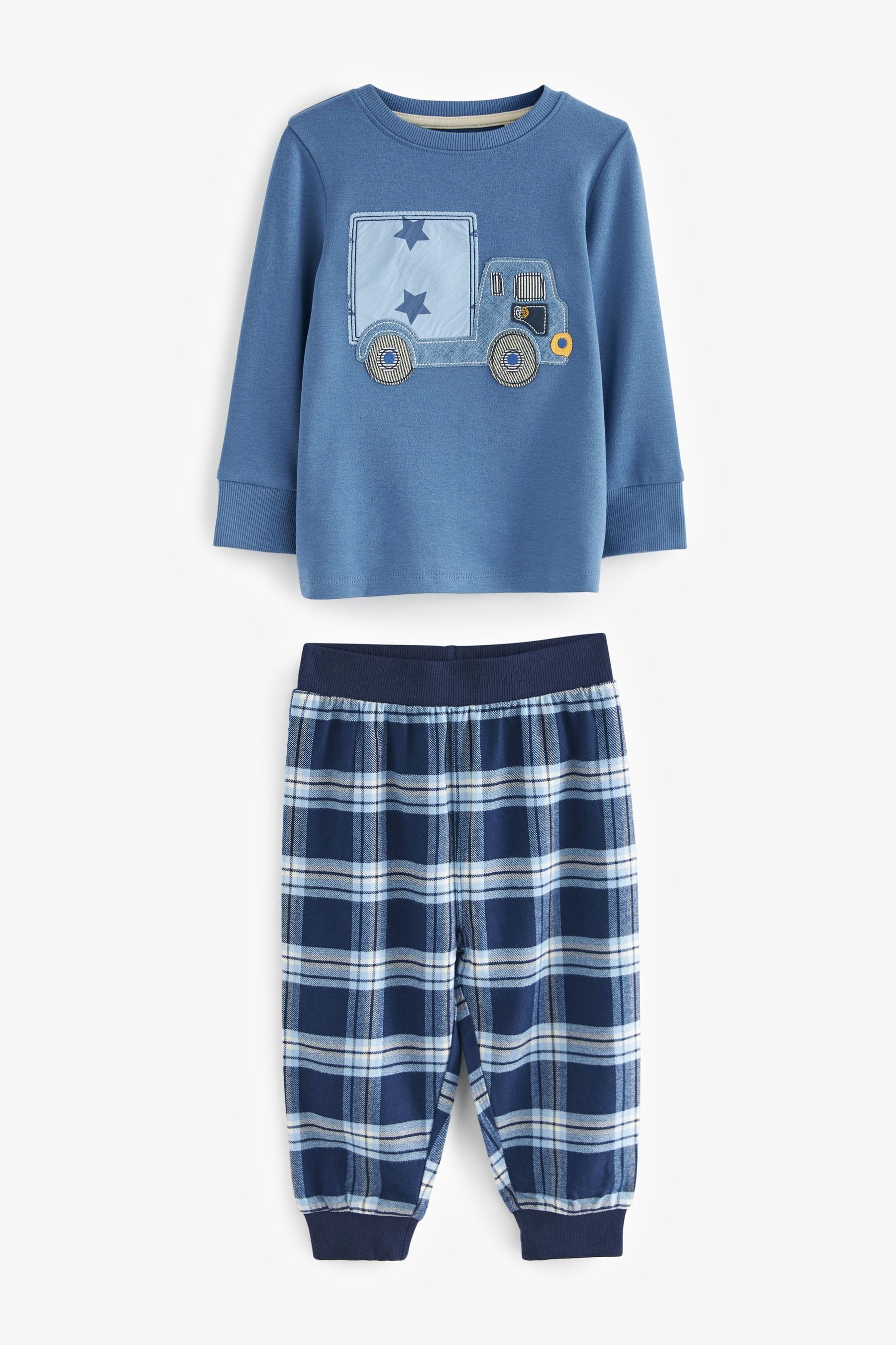 Blue Transport Check Pyjamas 2 Pack (9mths-8yrs)