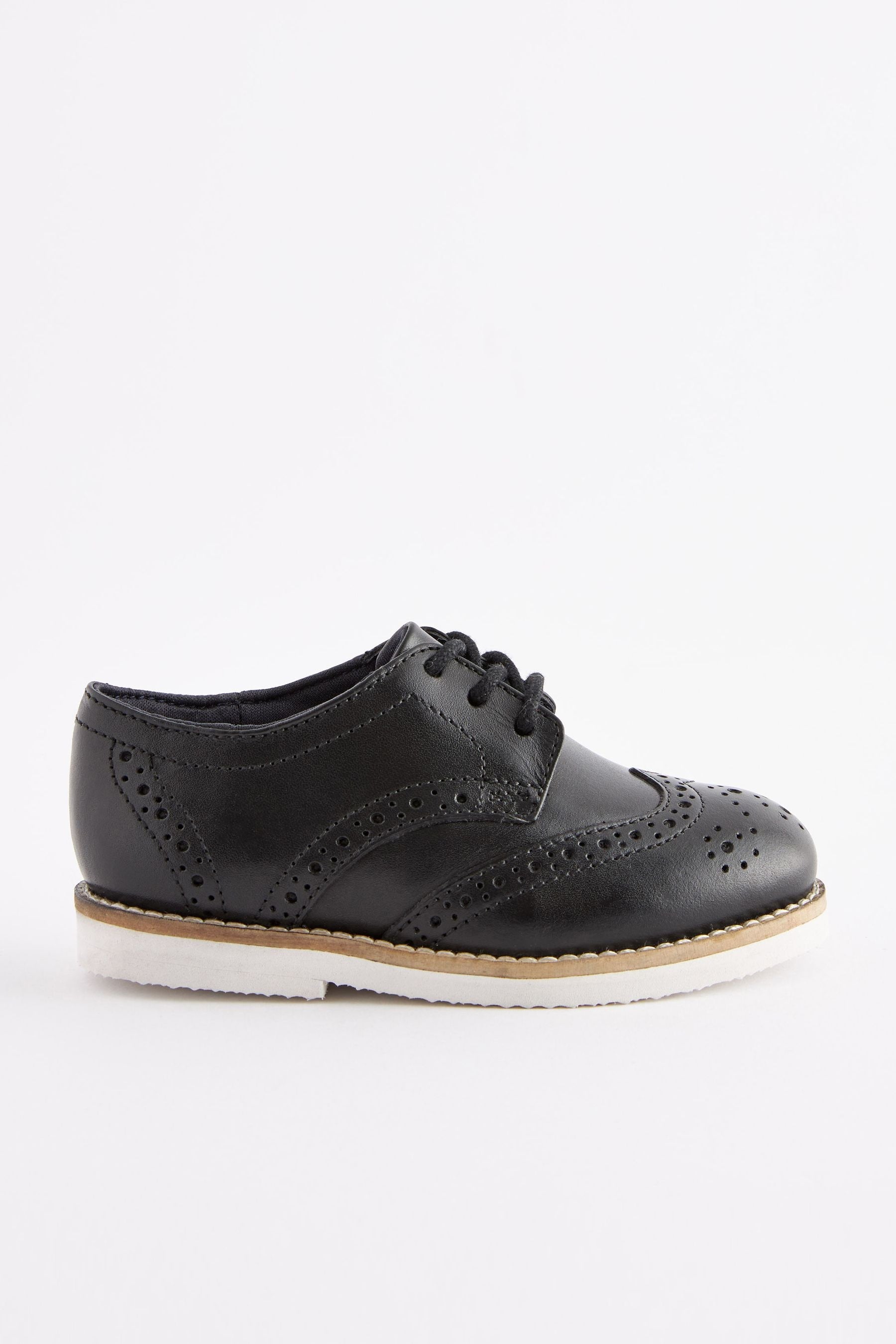 Black/White Smart Leather Brogues Shoes