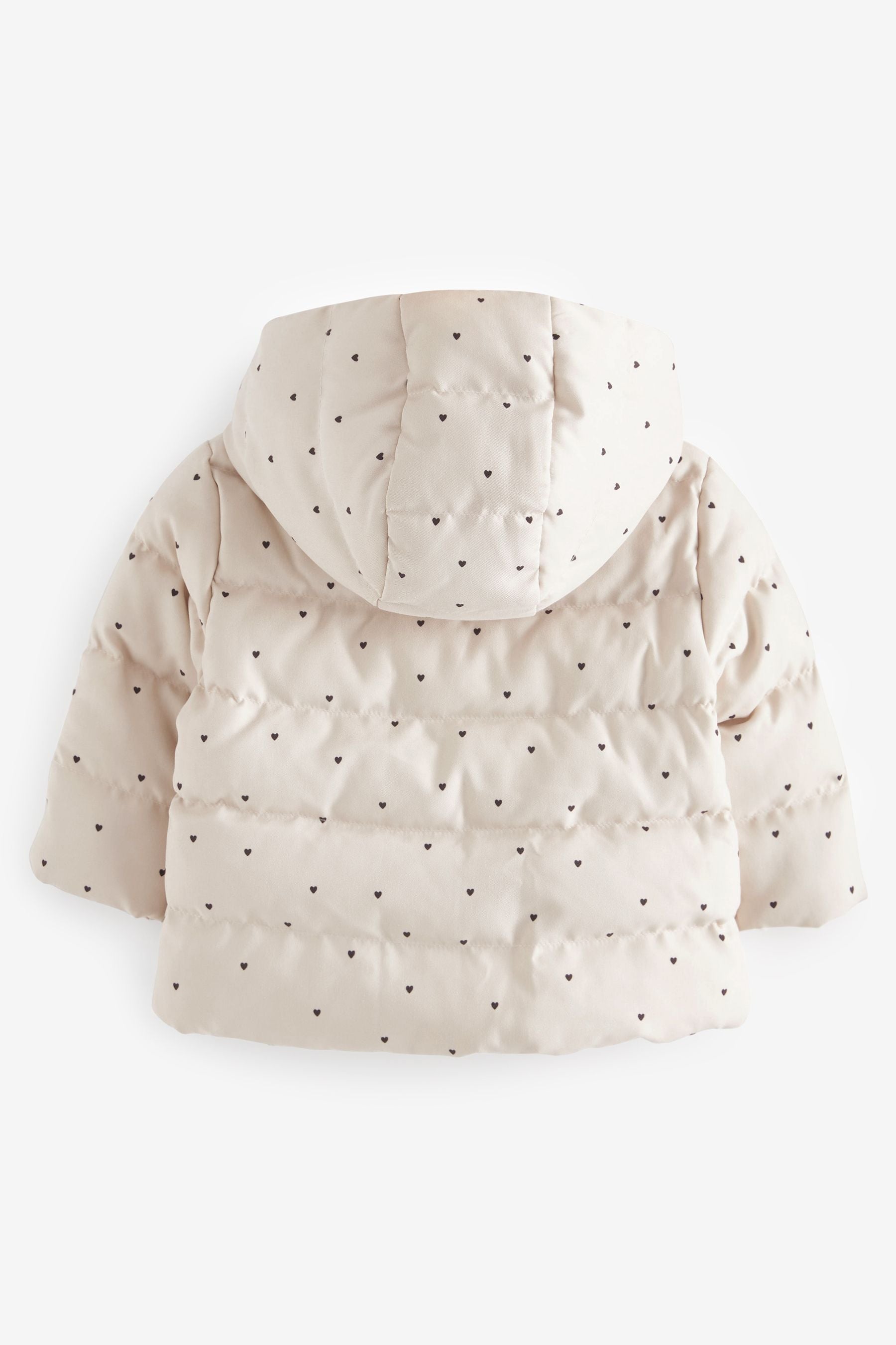 Cream Heart Padded Baby Jacket With Hood (0mths-2yrs)