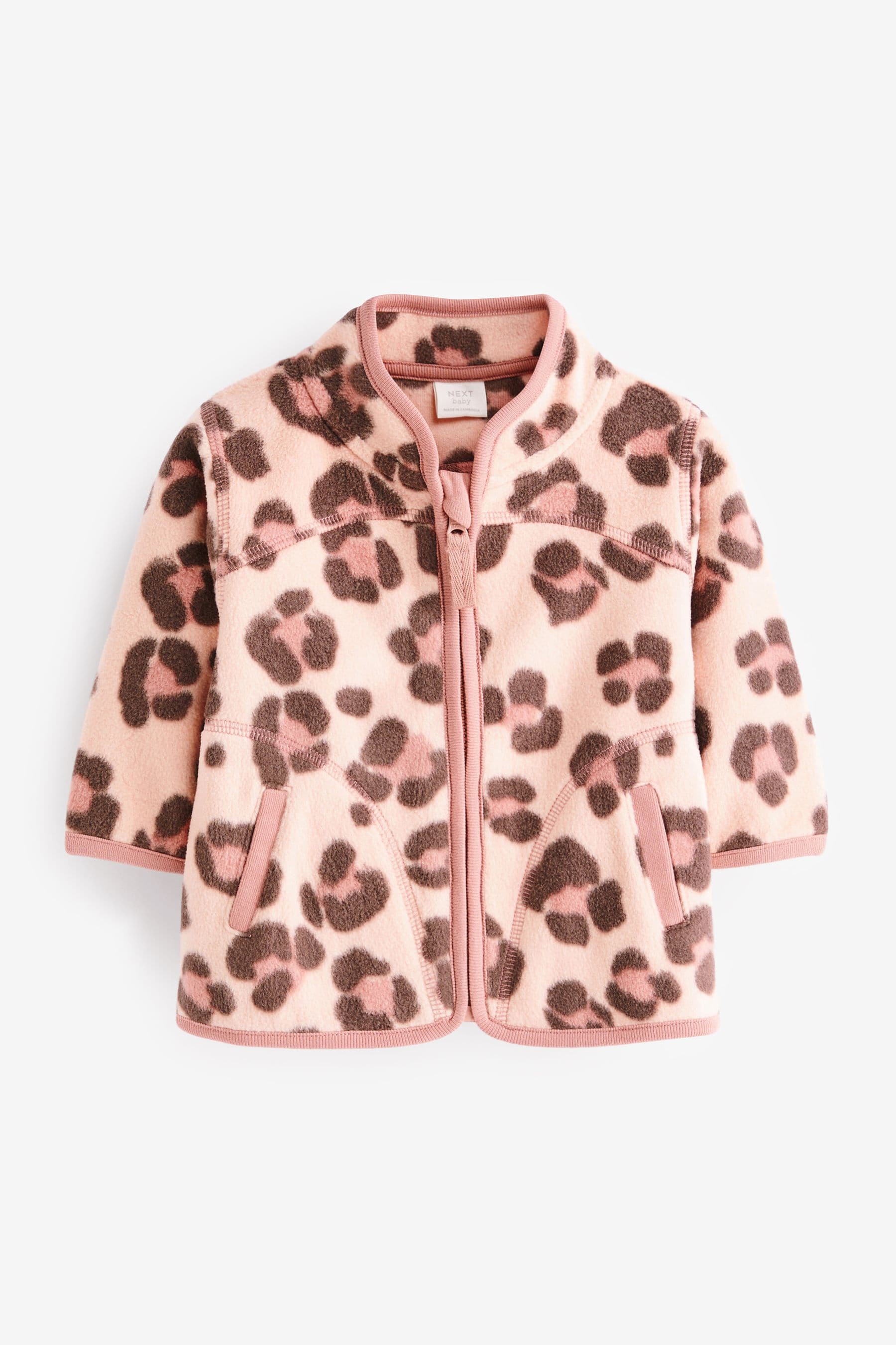 Pink Animal Print Baby Cosy Lightweight Fleece Jacket (0mths-2yrs)