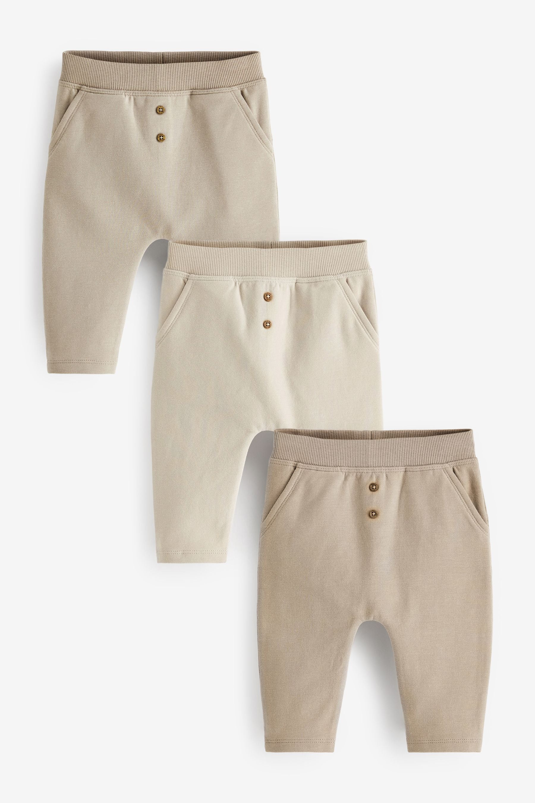 Chocolate Brown/Cream Joggers 3 Pack (0mths-2yrs)