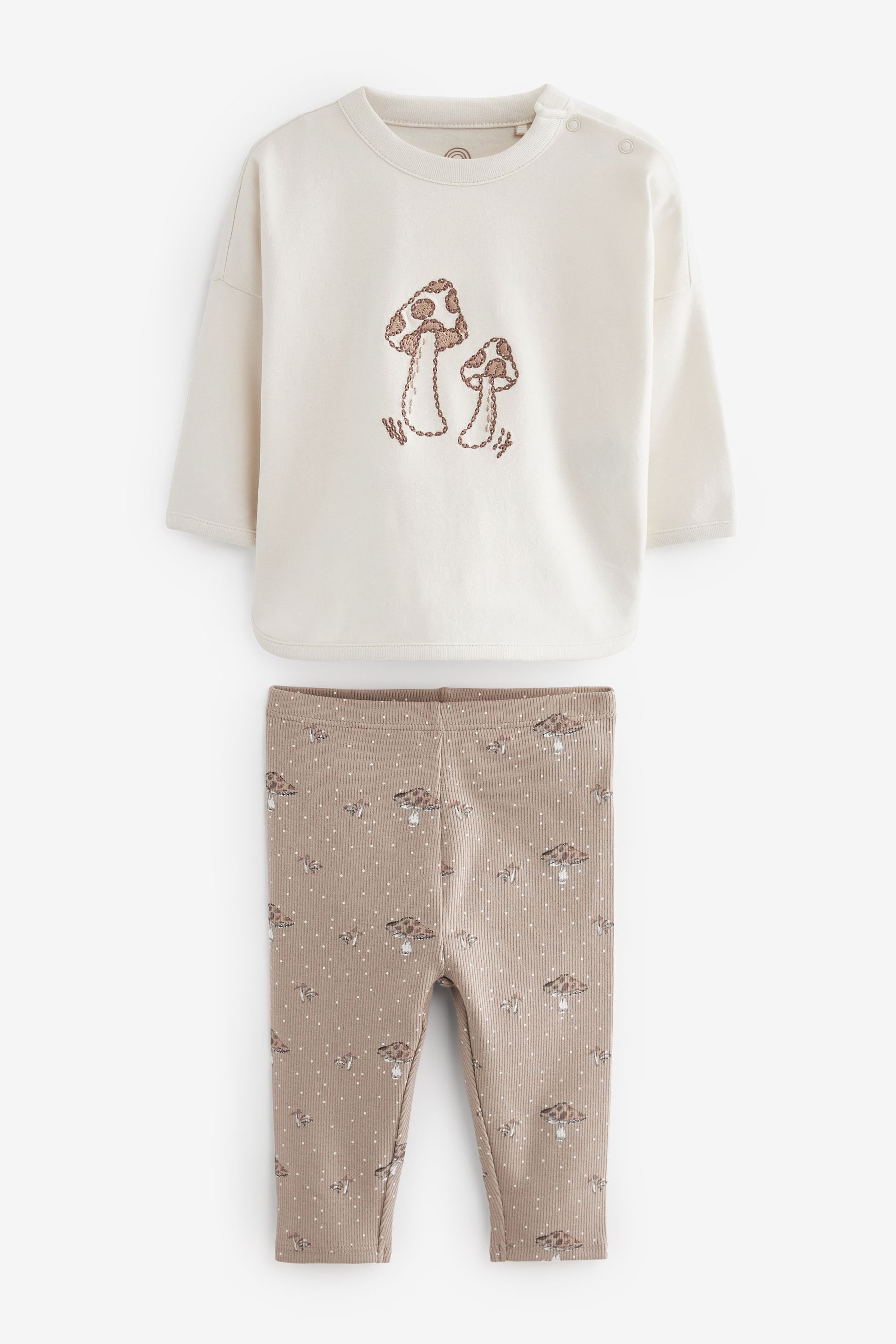 Cream Mushroom Baby T-Shirt and Leggings 2 Piece Set (0mths-2yrs)