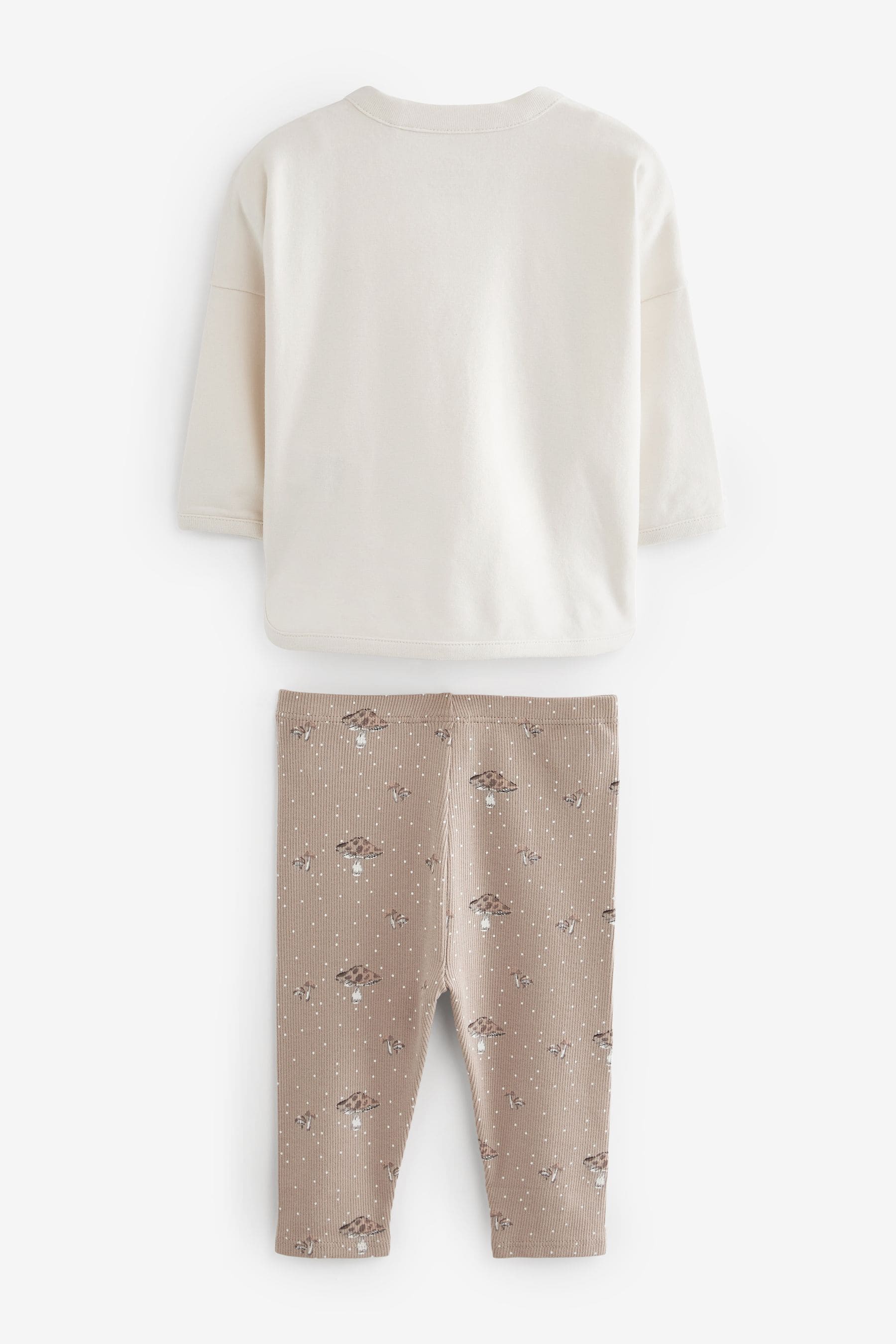 Cream Mushroom Baby T-Shirt and Leggings 2 Piece Set (0mths-2yrs)