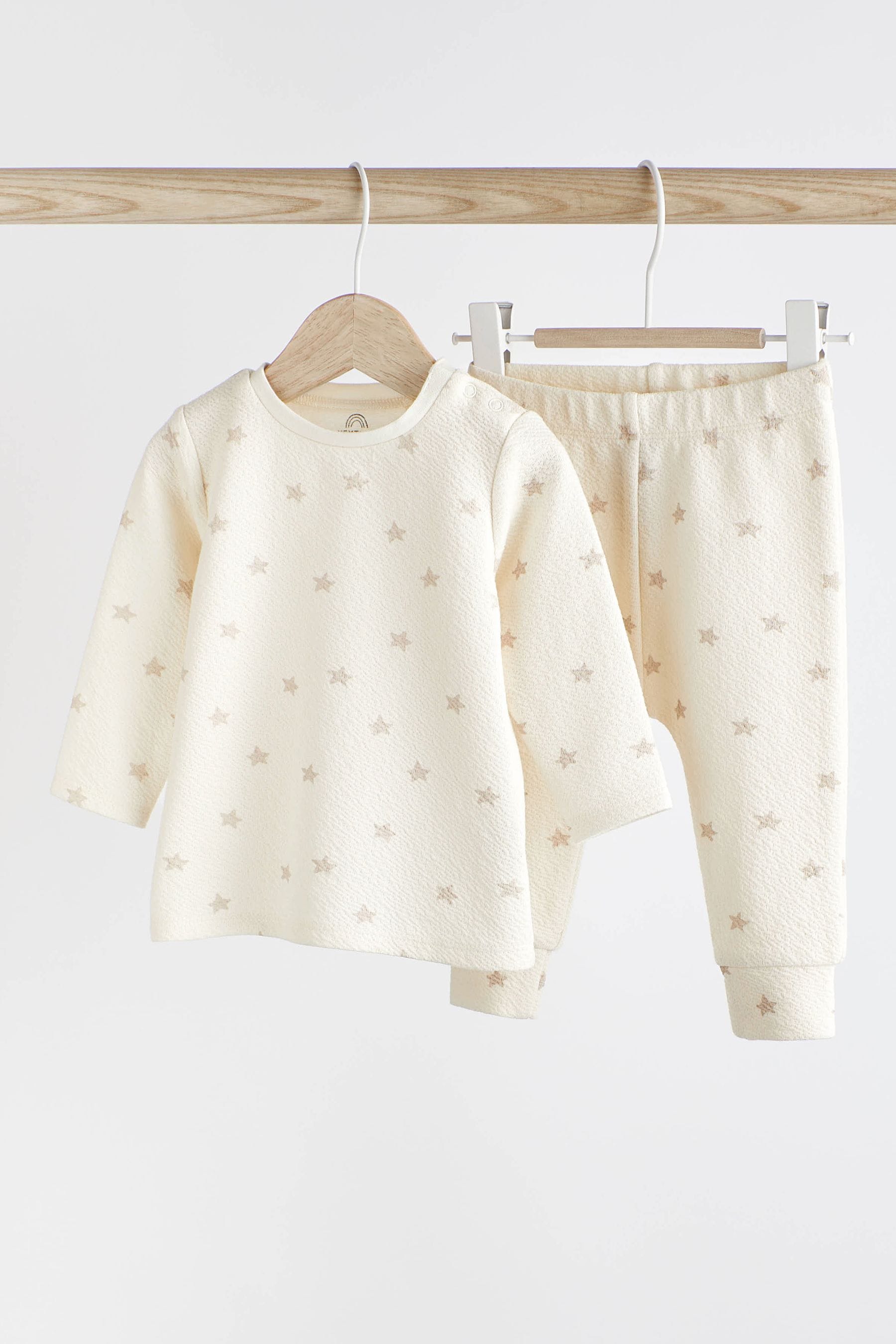 Cream Star Baby Crinkle T-Shirt and Leggings 2 Piece Set (0mths-2yrs)