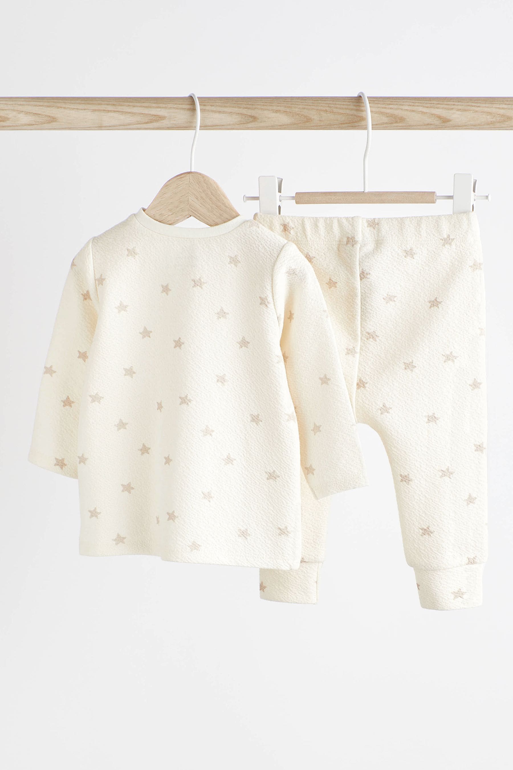 Cream Star Baby Crinkle T-Shirt and Leggings 2 Piece Set (0mths-2yrs)