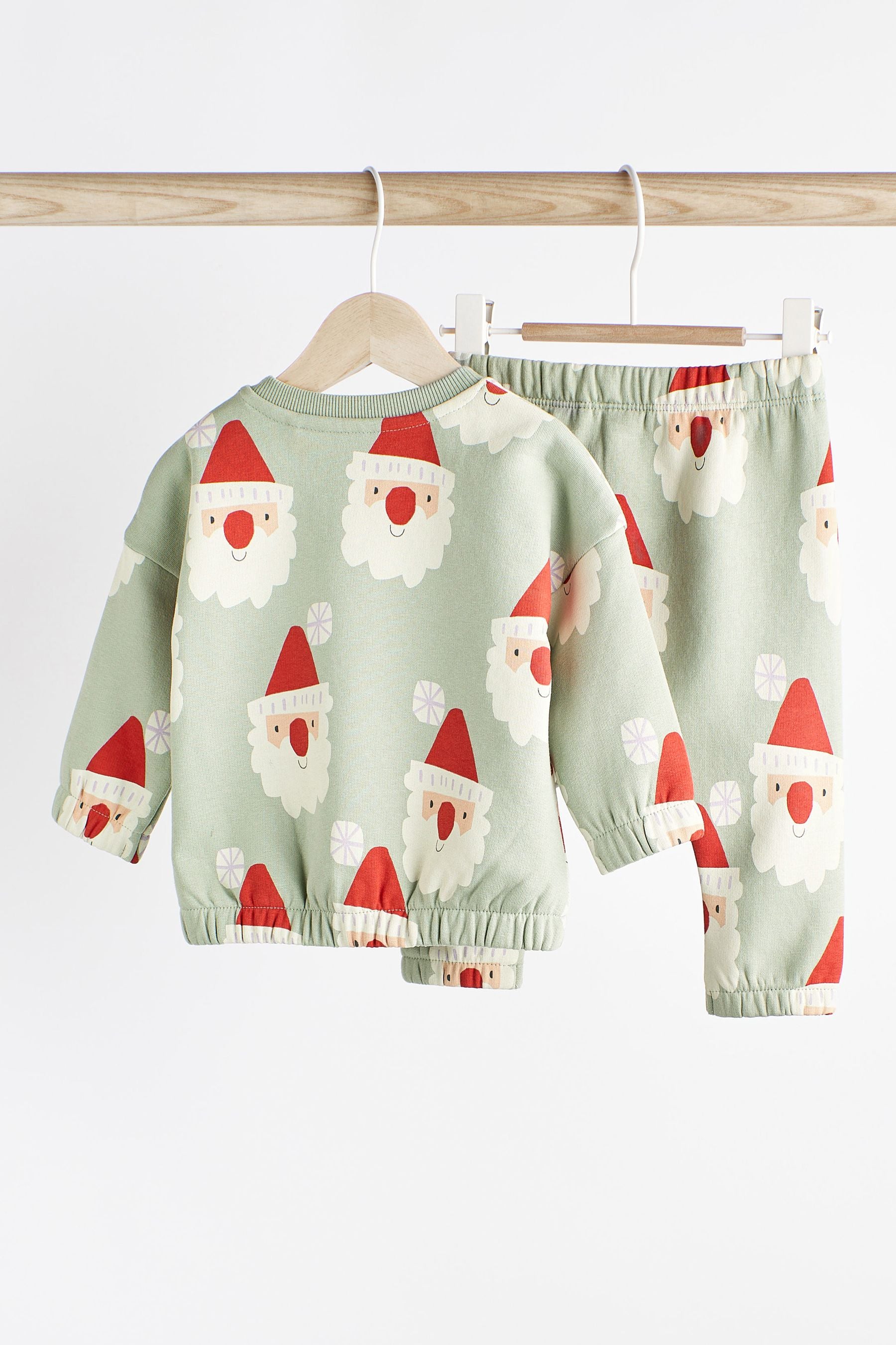 Mint Green Christmas Santa Cosy Baby Sweatshirt & Joggers 2 Piece Set (0mths-2yrs)