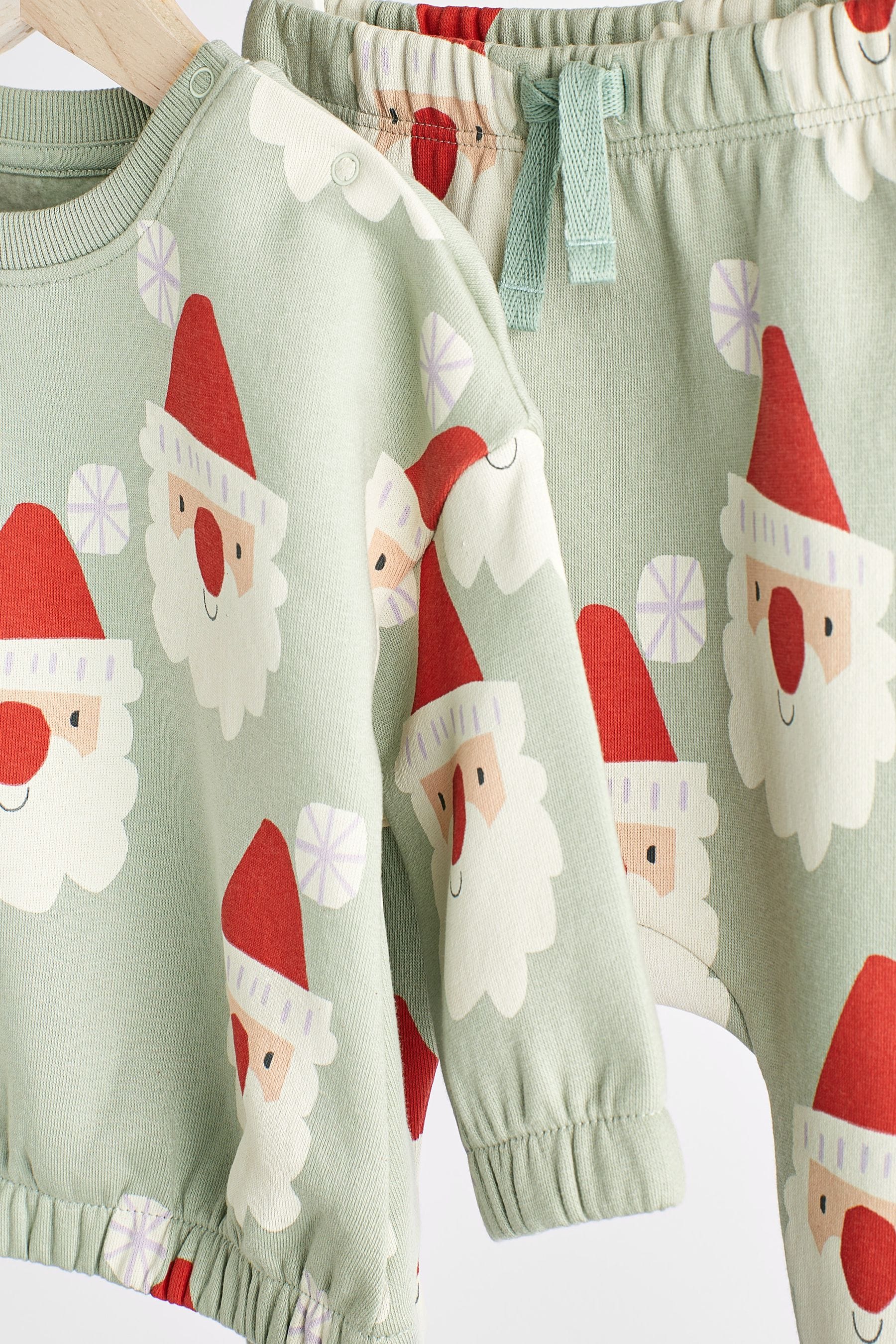 Mint Green Christmas Santa Cosy Baby Sweatshirt & Joggers 2 Piece Set (0mths-2yrs)