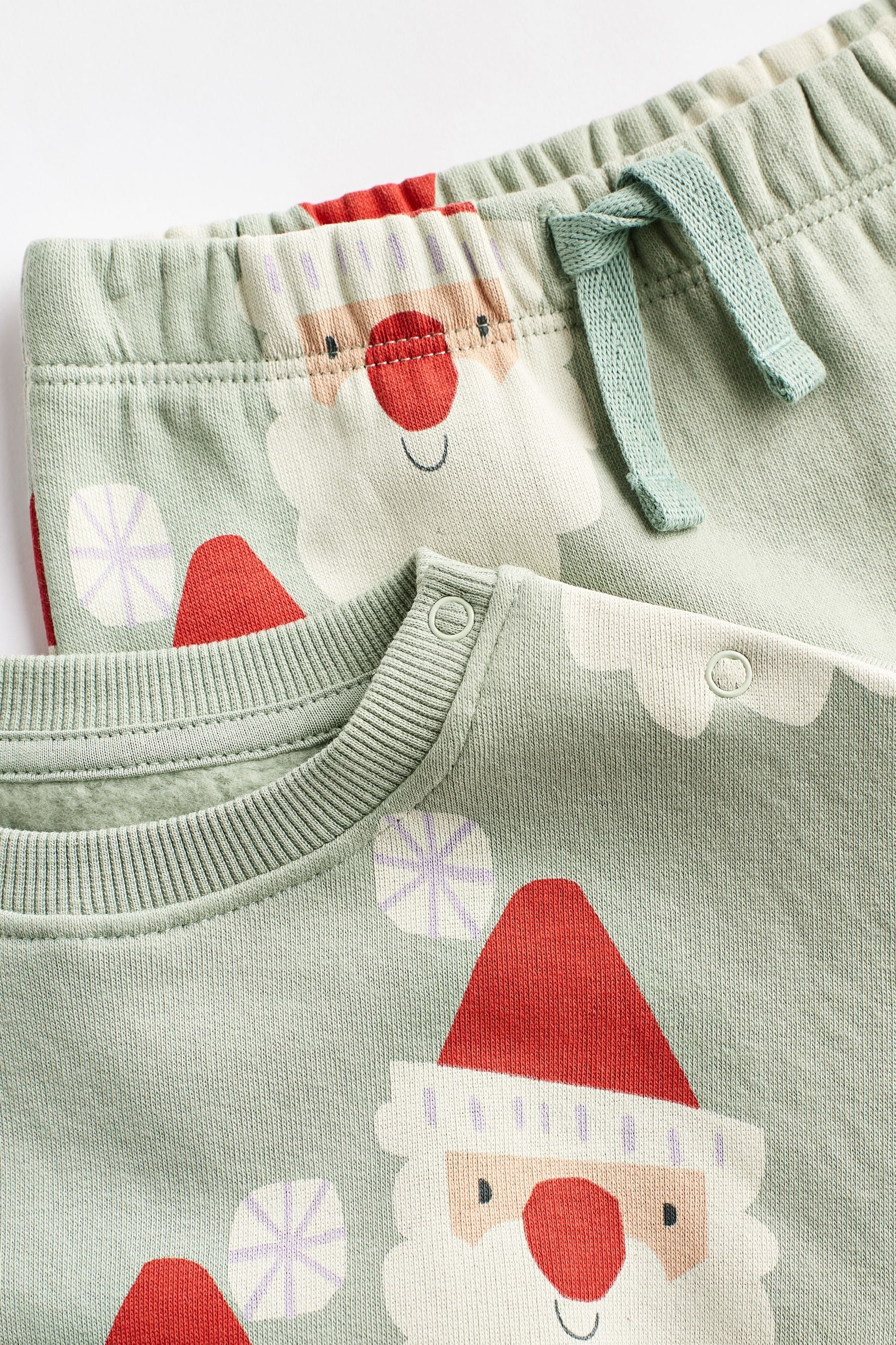 Mint Green Christmas Santa Cosy Baby Sweatshirt & Joggers 2 Piece Set (0mths-2yrs)