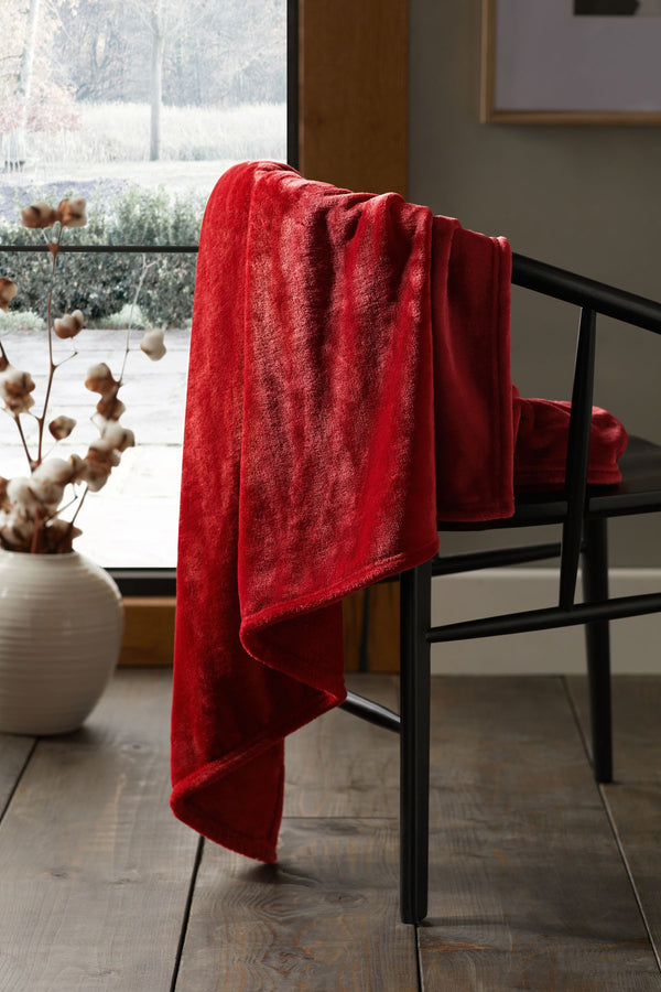 Red Teddy Plush Fleece Throw