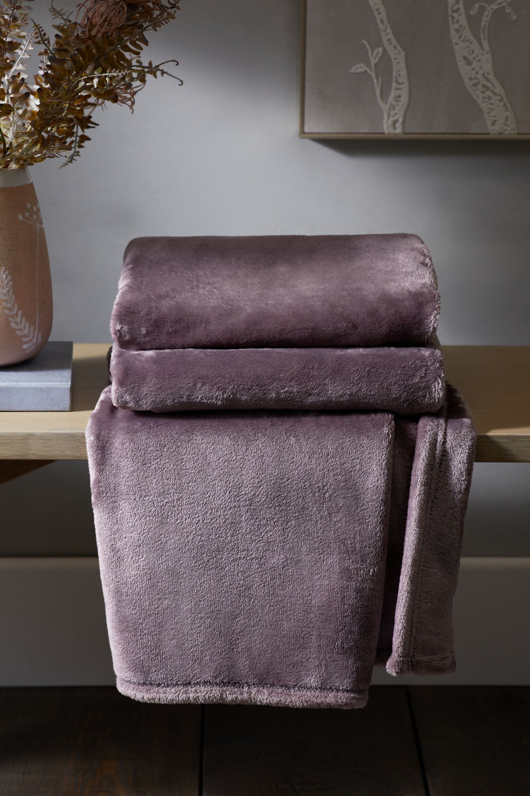 Purple Teddy Plush Fleece Throw