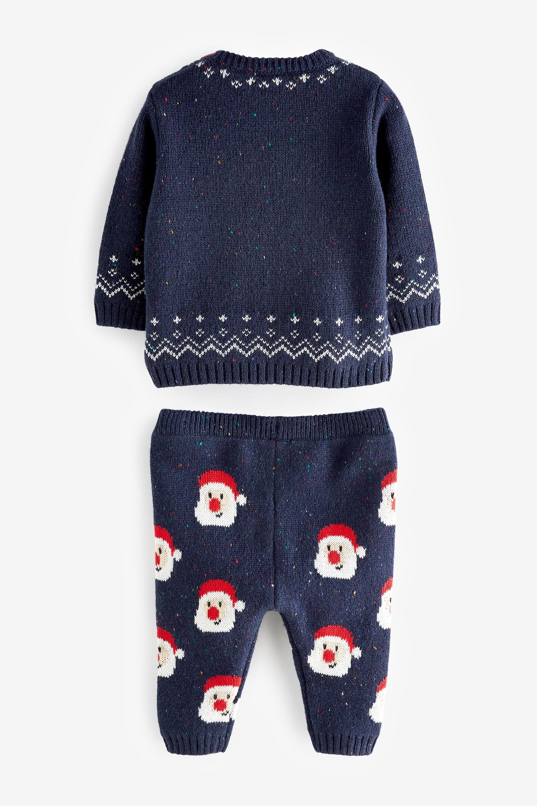 Navy Blue Santa Baby Knitted Jumper And Leggings Set (0mths-2yrs)